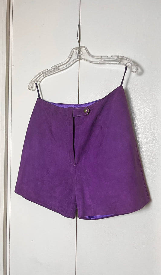 Vintage 1960's Purple Leather Shorts / Hot Pants