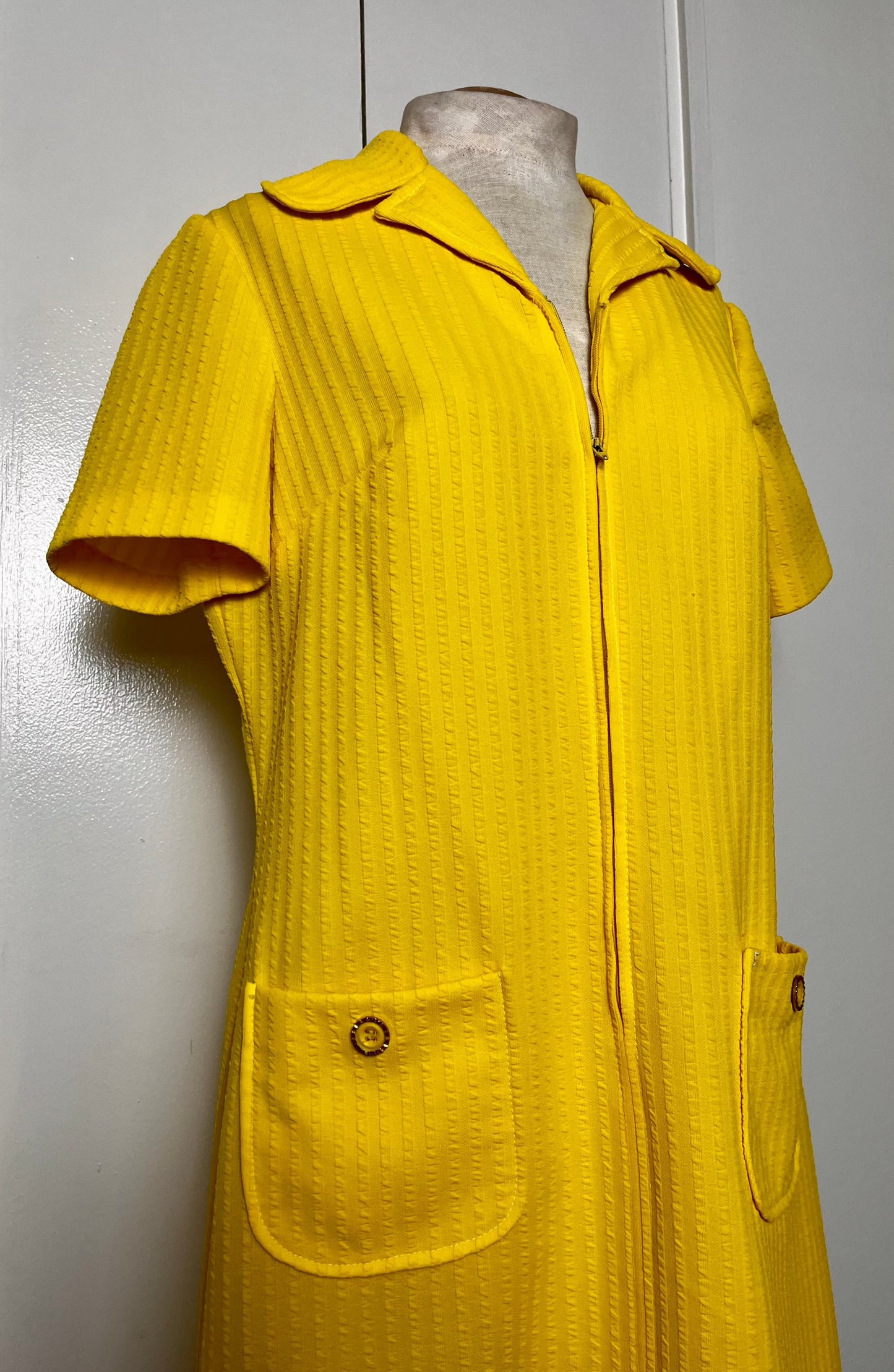 Vintage 1970's "Route One" Yellow Shift Dress