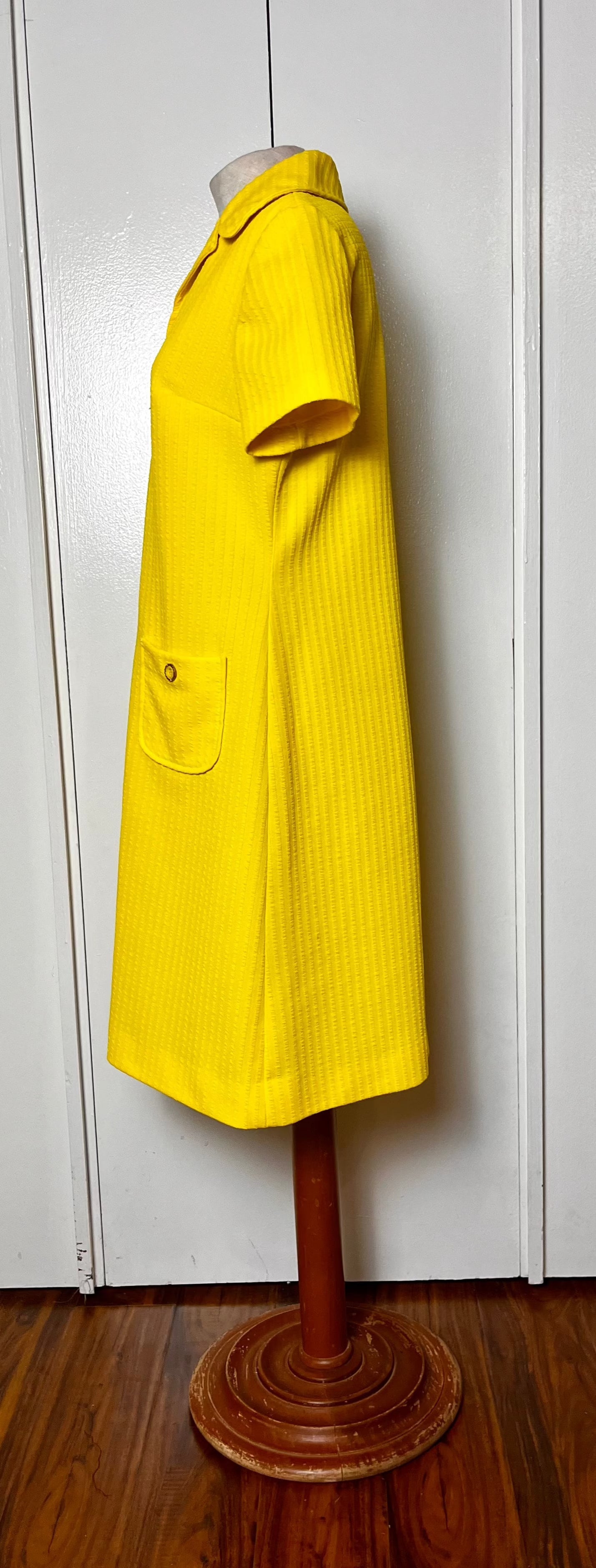 Vintage 1970's "Route One" Yellow Shift Dress