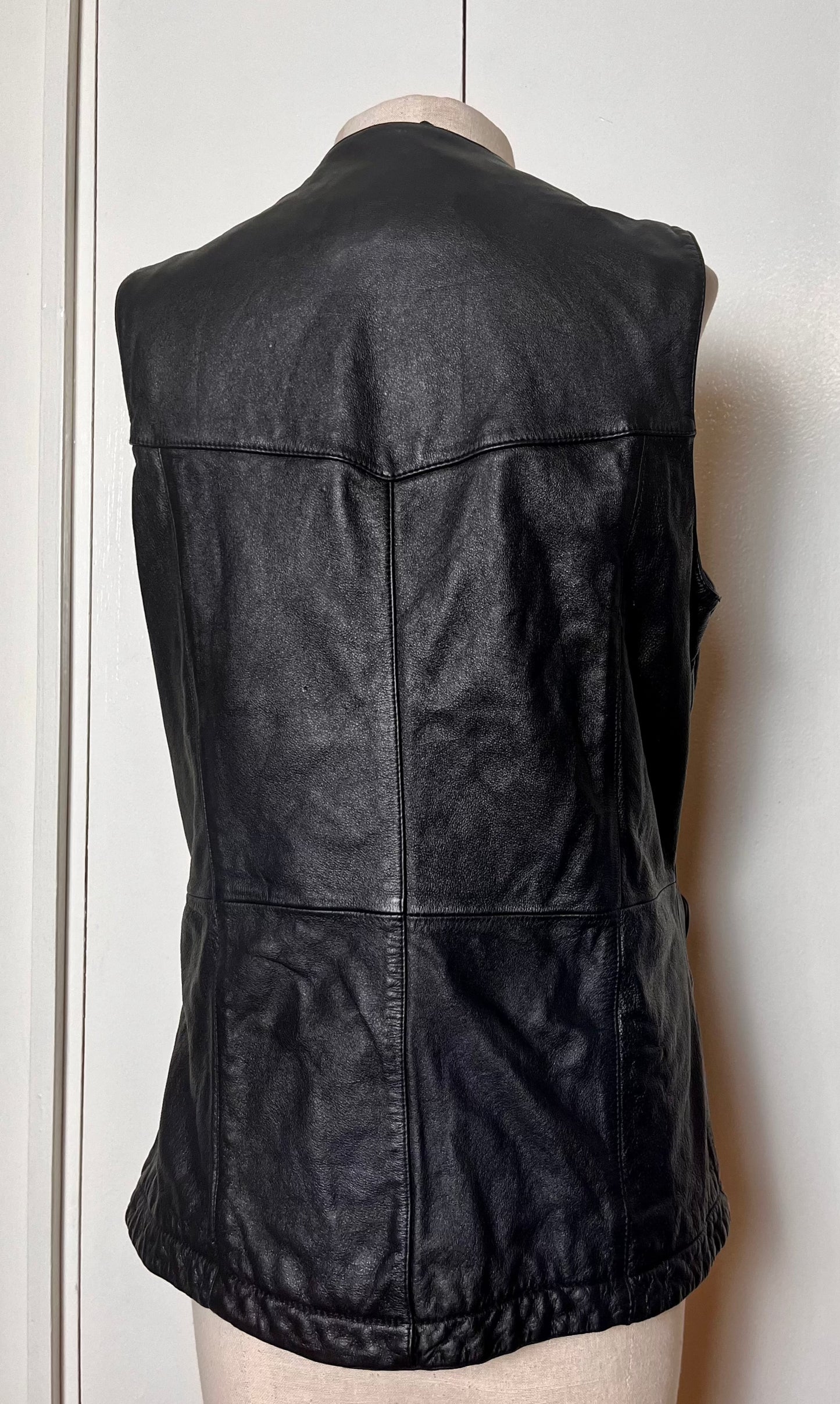 Vintage 1990's "Braefair" Black Leather Vest