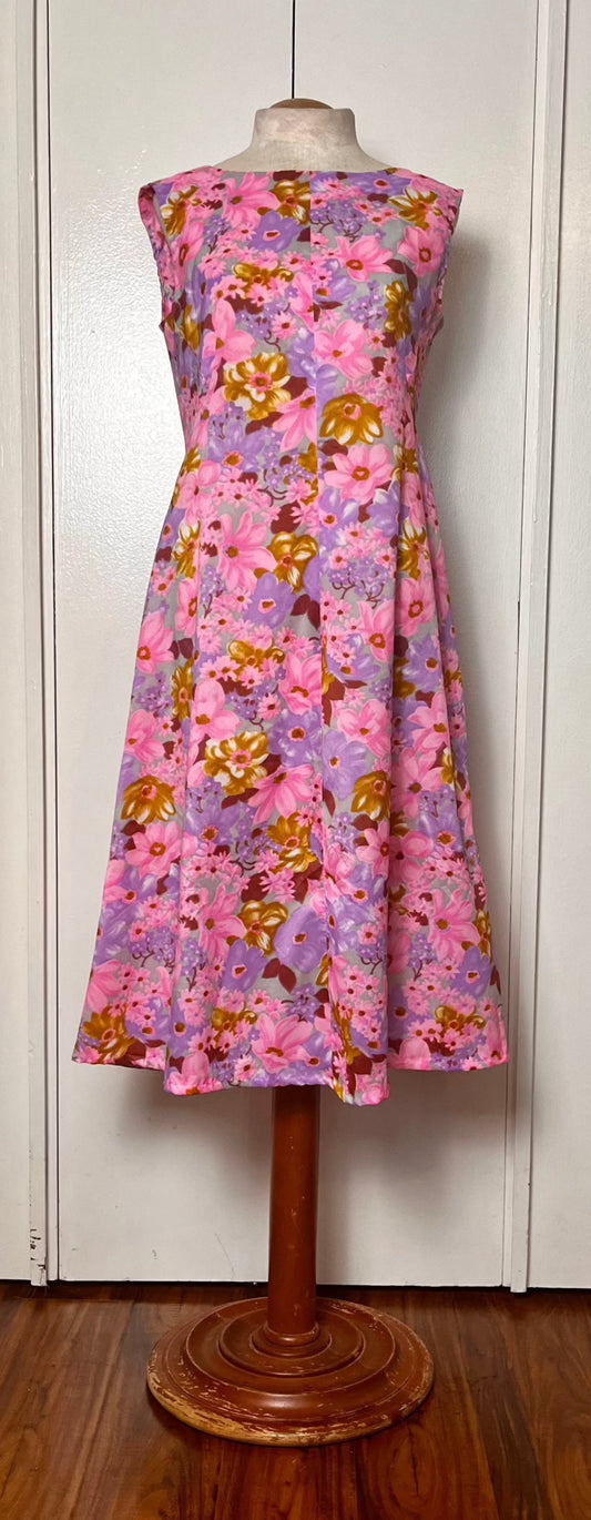Vintage 1970's "Home-sewn" Pink Floral Dress