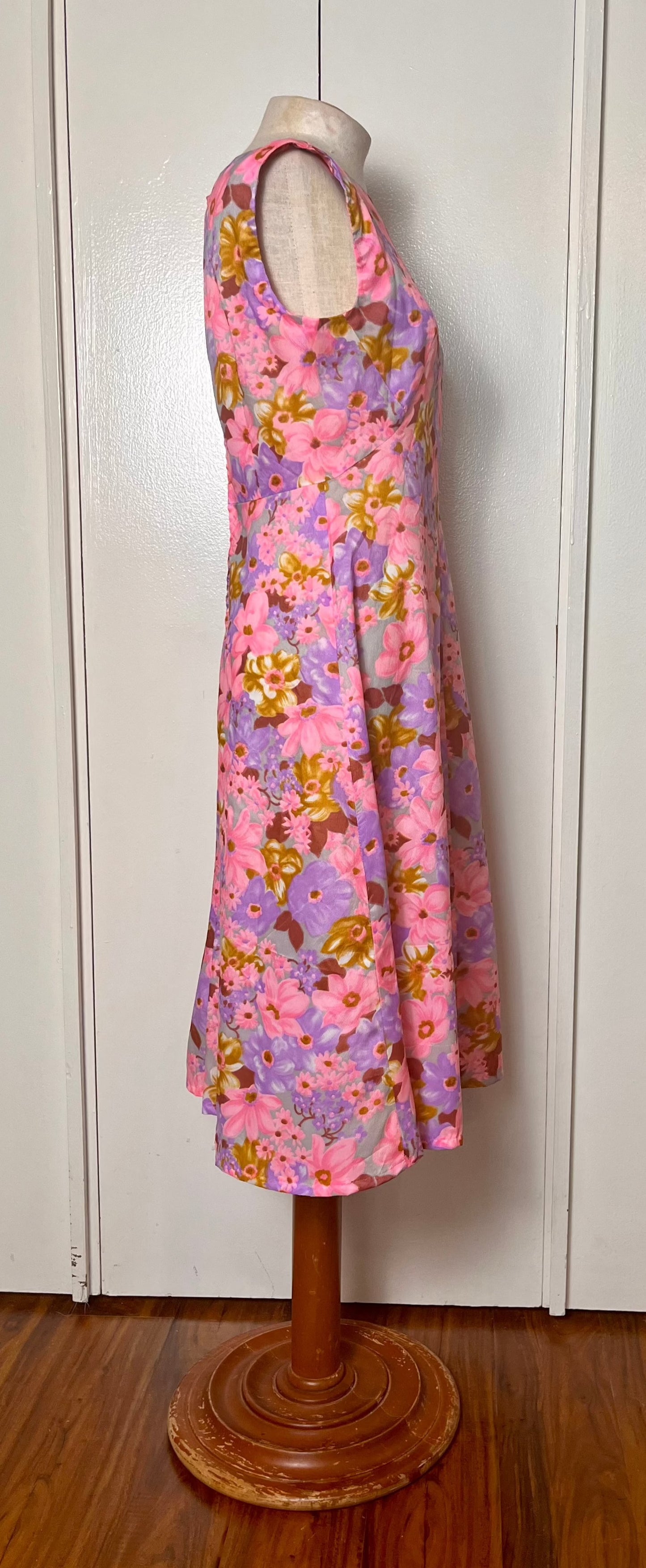 Vintage 1970's "Home-sewn" Pink Floral Dress