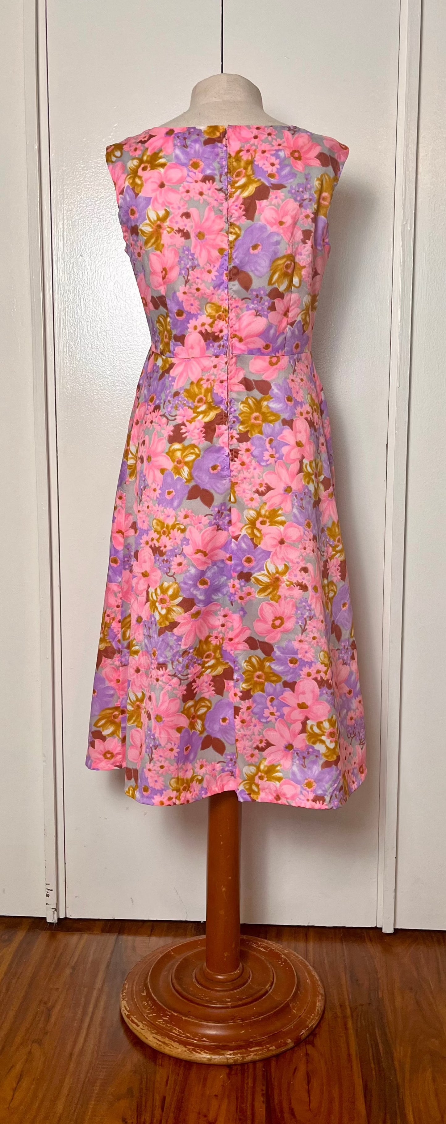 Vintage 1970's "Home-sewn" Pink Floral Dress