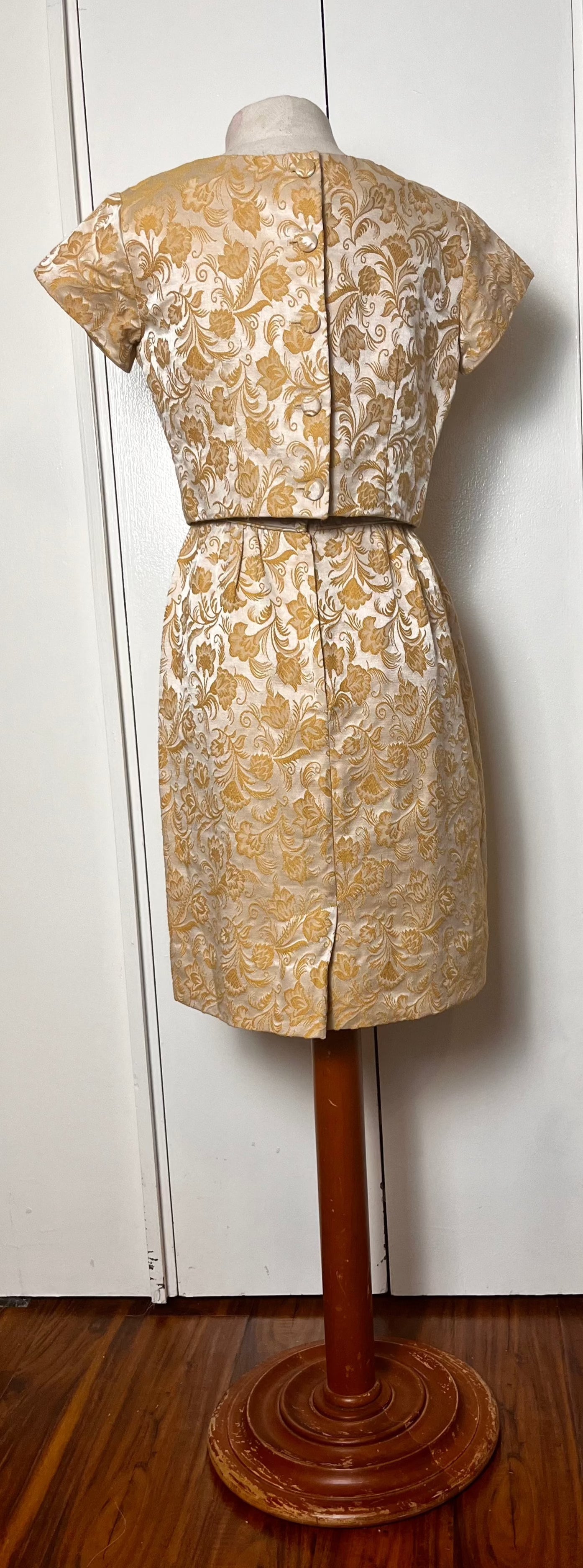 Vintage 1950's Gold Brocade Two-Piece Dress Set