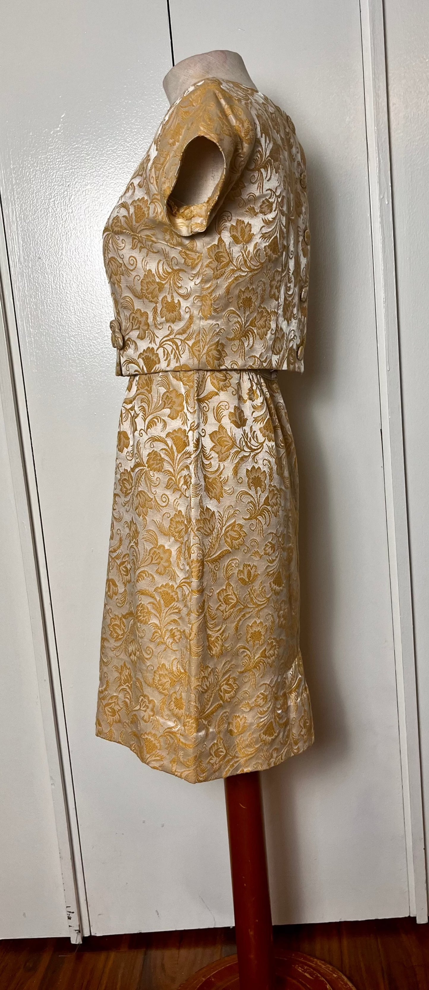 Vintage 1950's Gold Brocade Two-Piece Dress Set