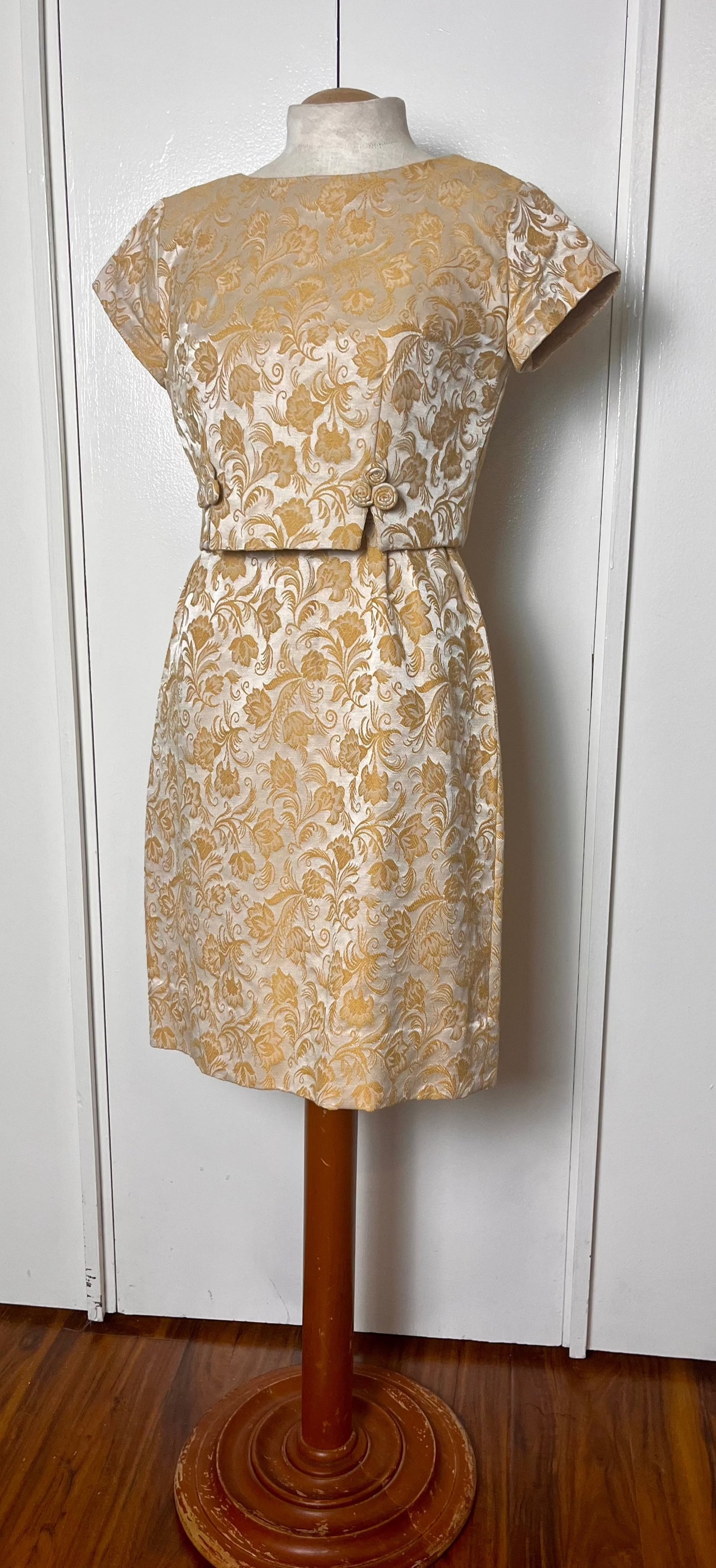 Vintage 1950's Gold Brocade Two-Piece Dress Set
