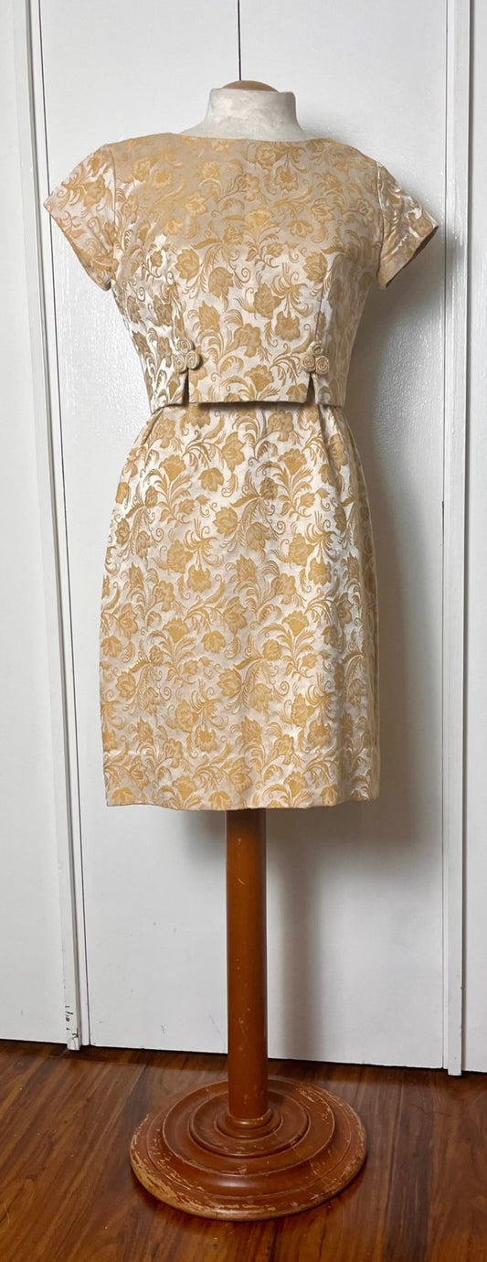 Vintage 1950's Gold Brocade Two-Piece Dress Set