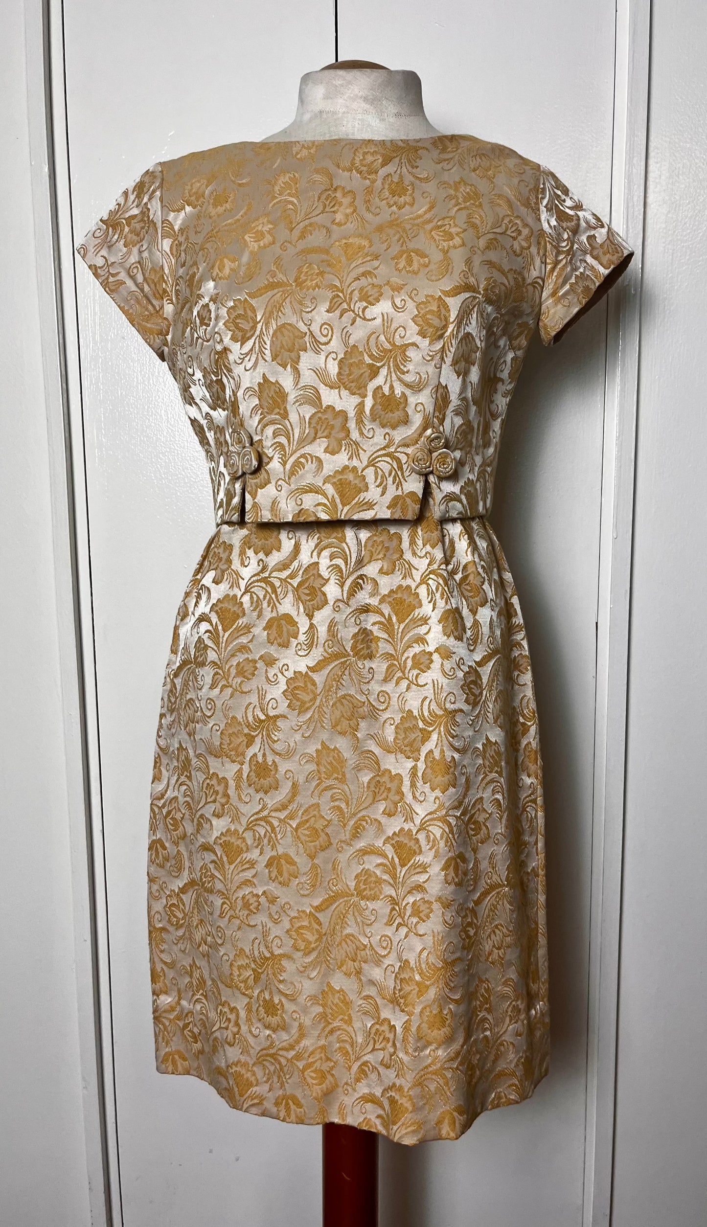 Vintage 1950's Gold Brocade Two-Piece Dress Set