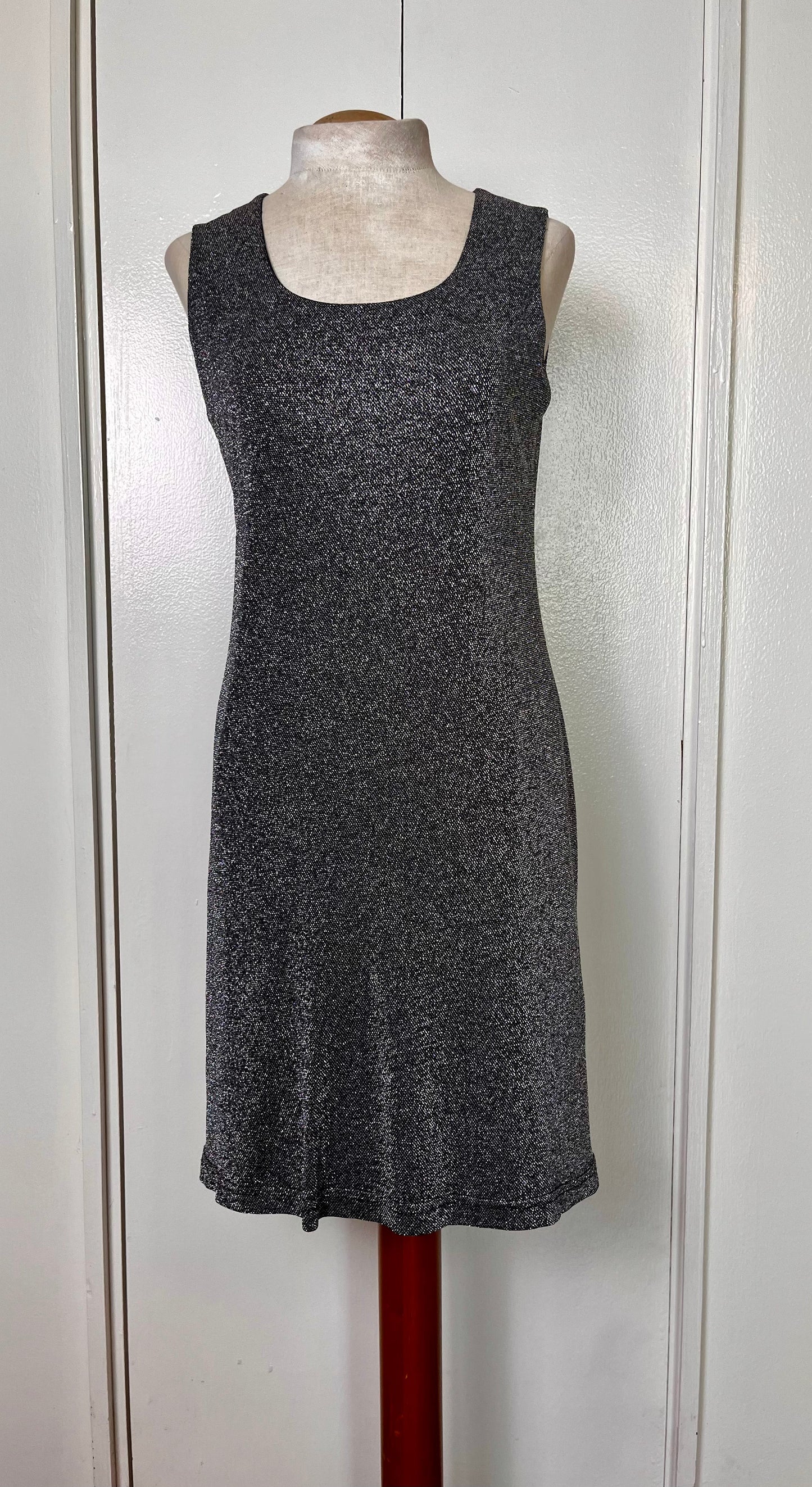 Vintage 1990s "Rabbit Rabbit Rabbit" Silver Lurex Mini Dress