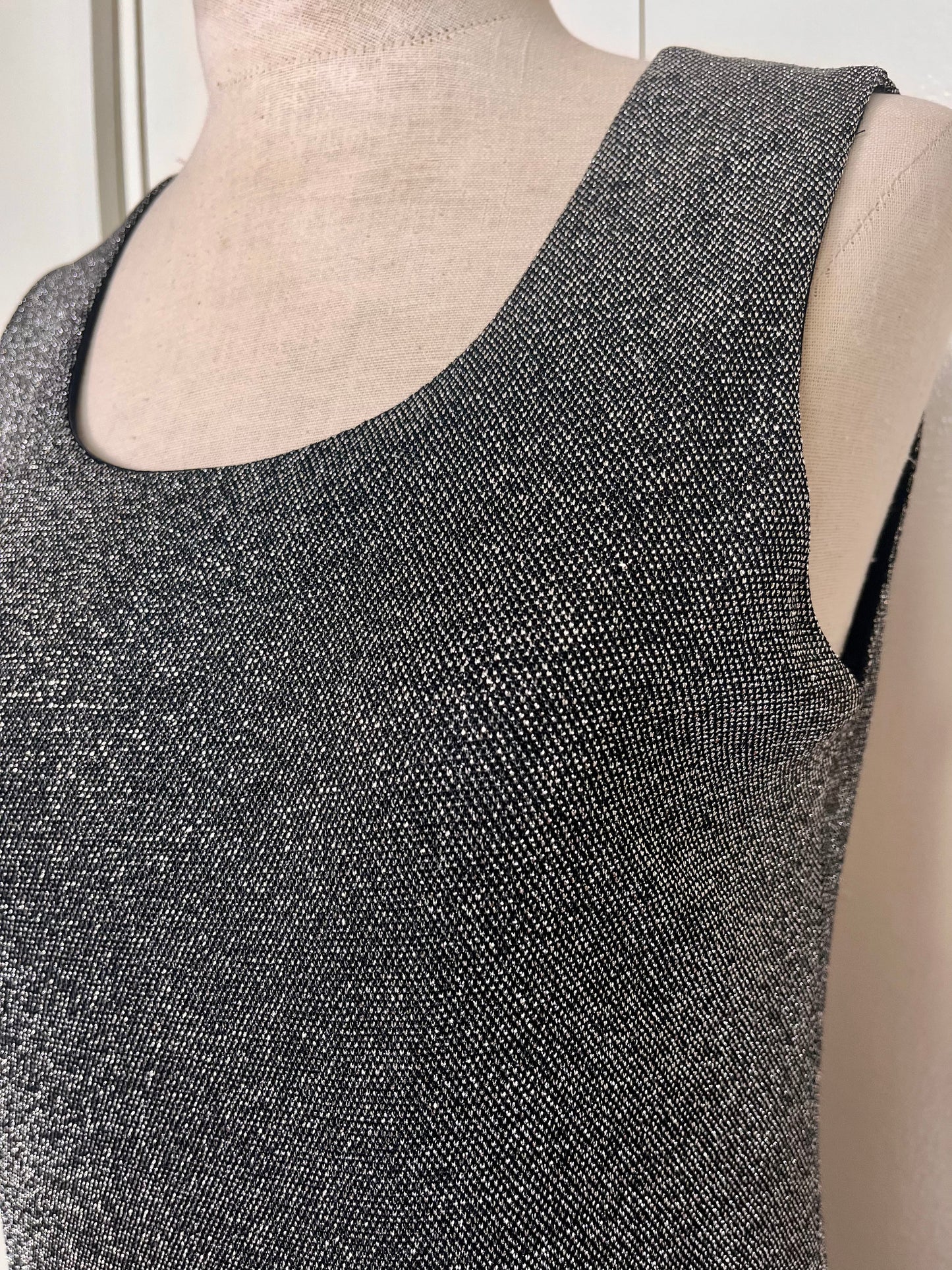 Vintage 1990s "Rabbit Rabbit Rabbit" Silver Lurex Mini Dress