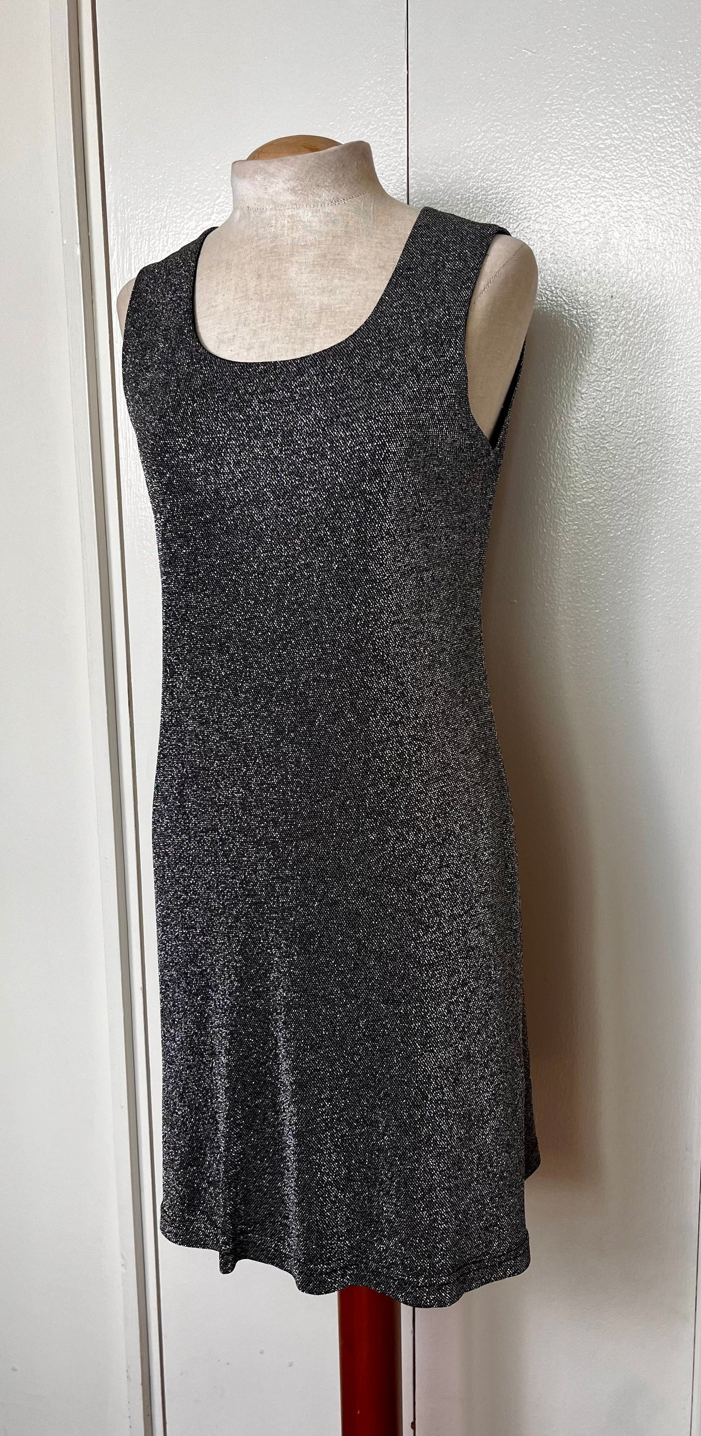 Vintage 1990s "Rabbit Rabbit Rabbit" Silver Lurex Mini Dress