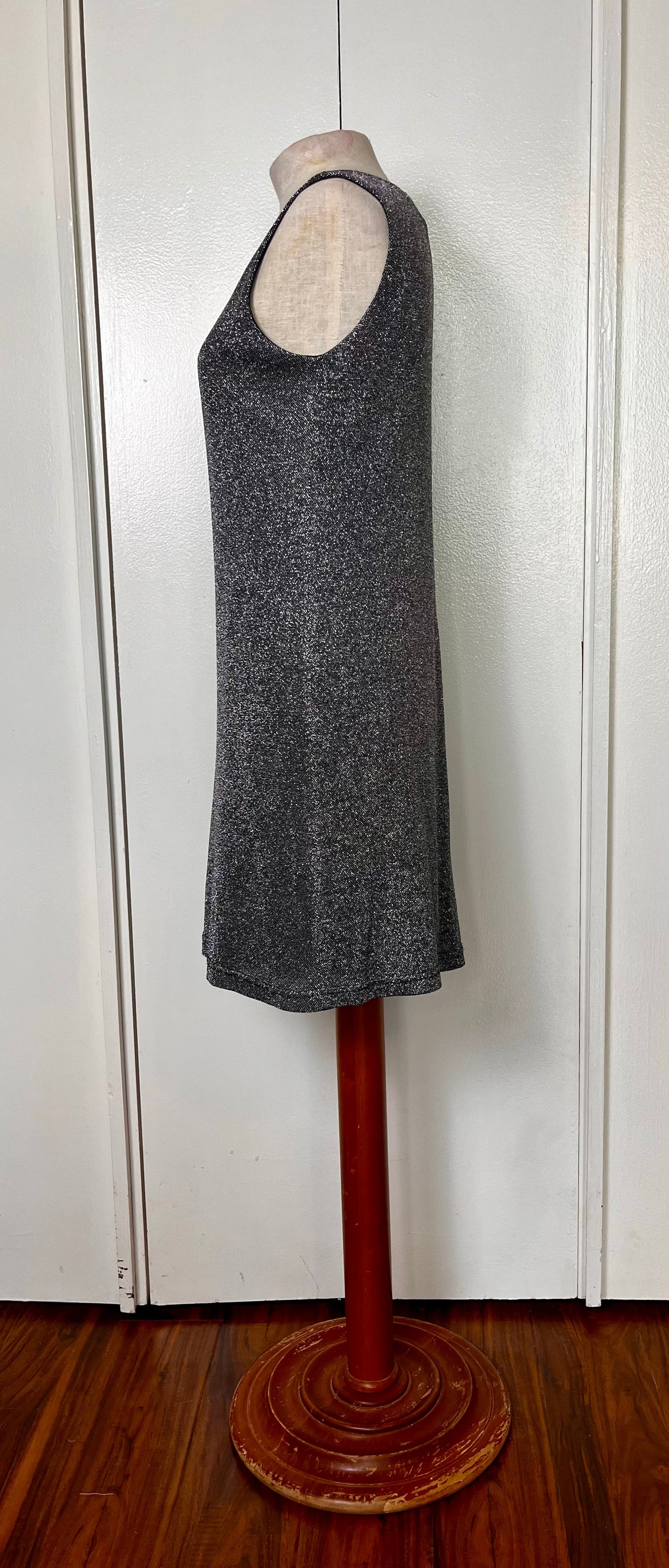 Vintage 1990s "Rabbit Rabbit Rabbit" Silver Lurex Mini Dress