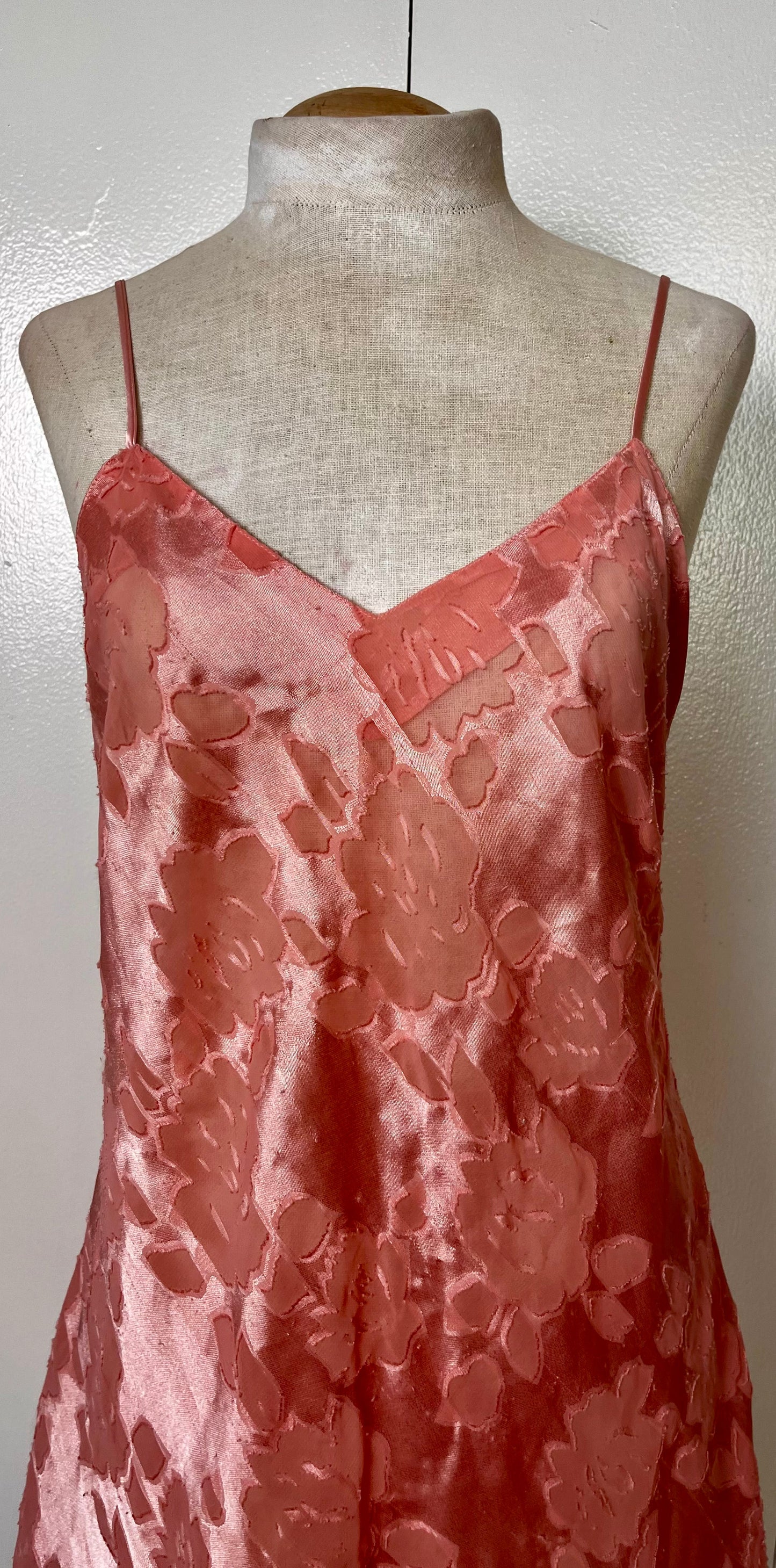 Vintage 1990's "Victoria's Secret" (Gold Label) Ballet Pink Semi-Sheer Slip Dress w/ Bow & Criss-Cross Back