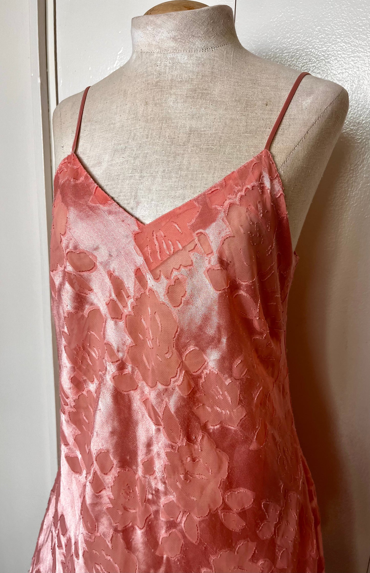 Vintage 1990's "Victoria's Secret" (Gold Label) Ballet Pink Semi-Sheer Slip Dress w/ Bow & Criss-Cross Back
