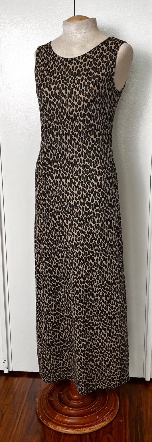 Vintage 1990's "Esse" Leopard-Print Stretchy Maxi Dress