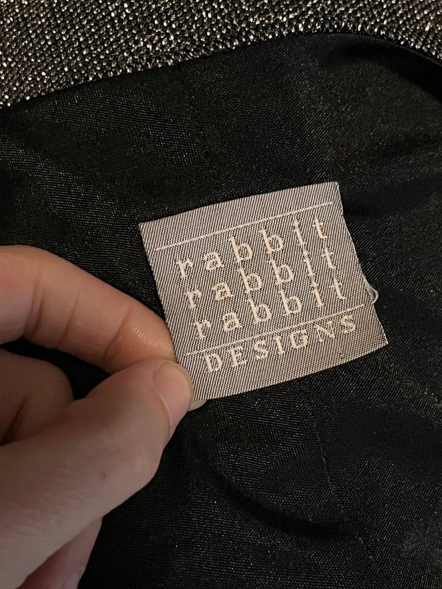 Vintage 1990s "Rabbit Rabbit Rabbit" Silver Lurex Mini Dress