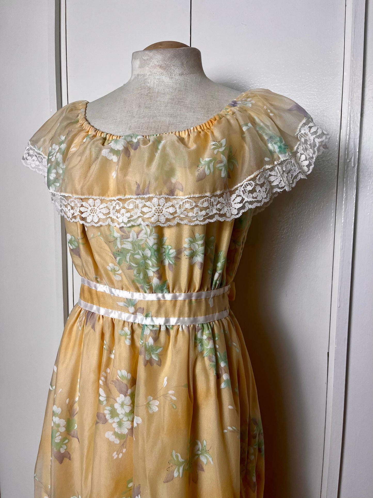 Vintage 1970's Off-the-Shoulder Marigold Gown