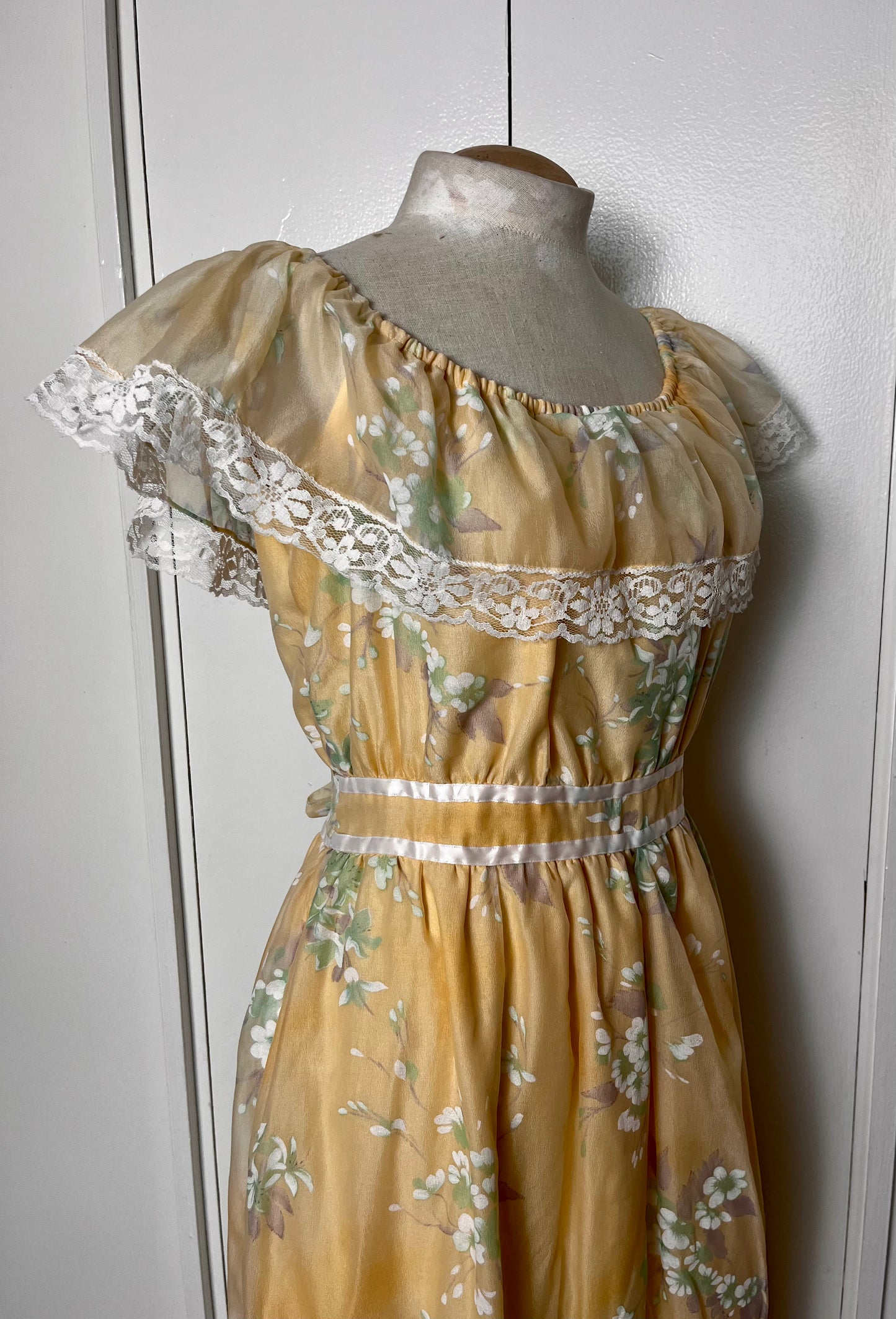 Vintage 1970's Off-the-Shoulder Marigold Gown