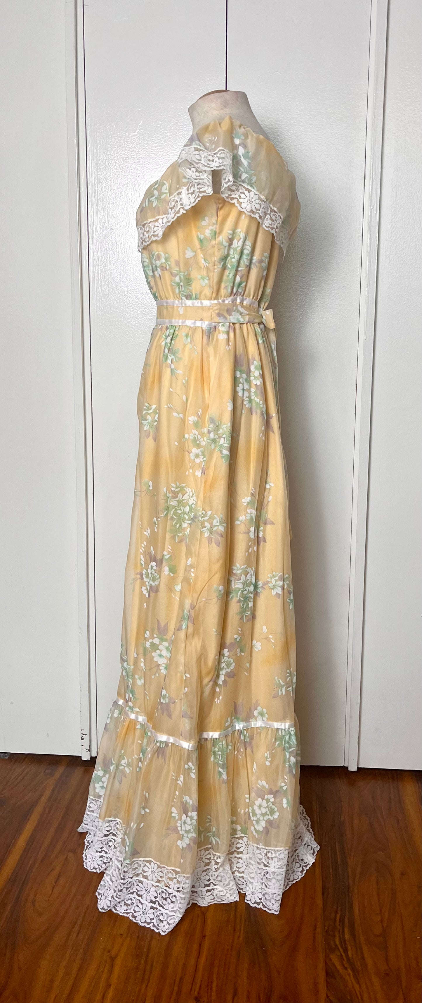 Vintage 1970's Off-the-Shoulder Marigold Gown