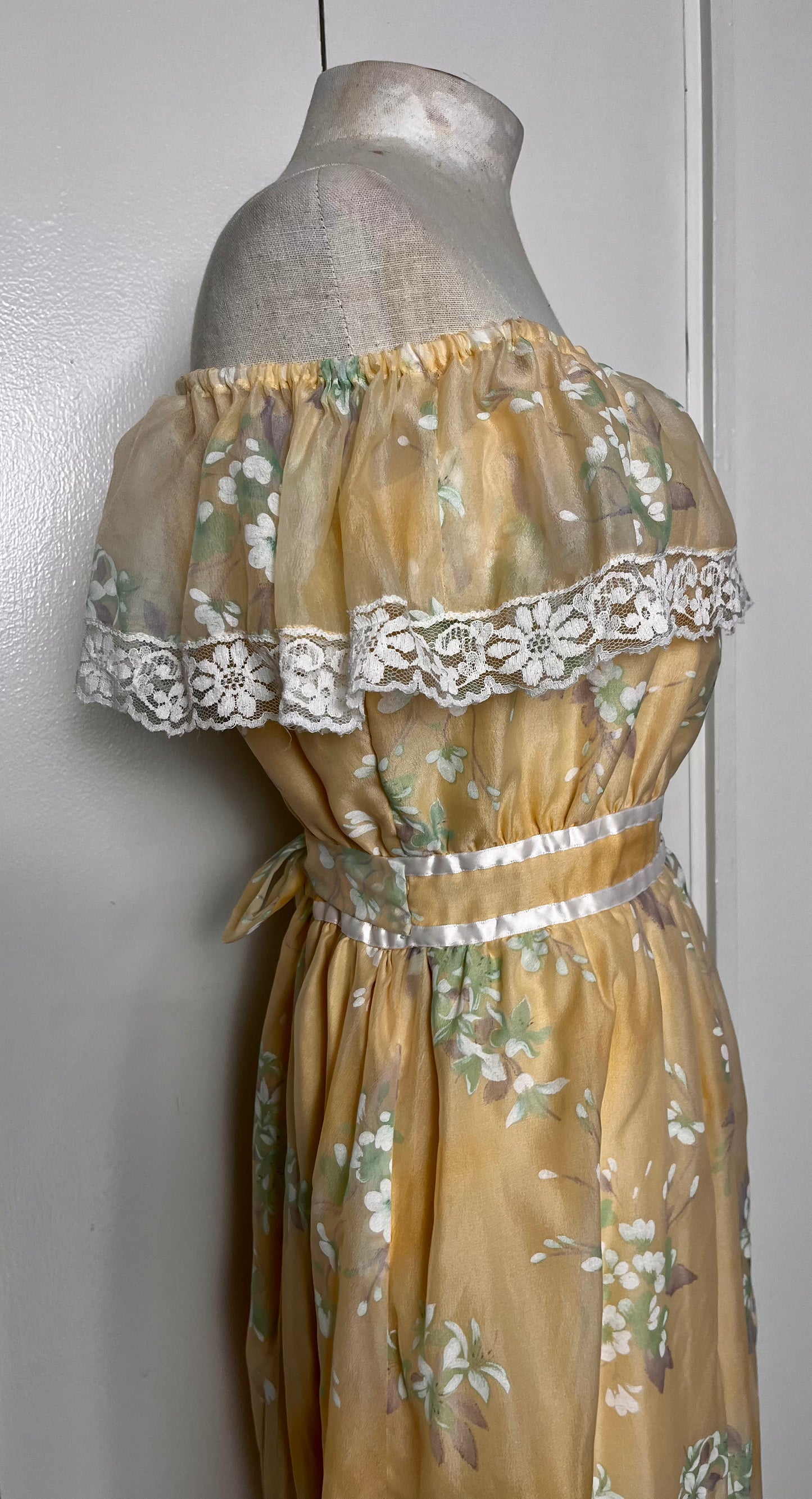 Vintage 1970's Off-the-Shoulder Marigold Gown