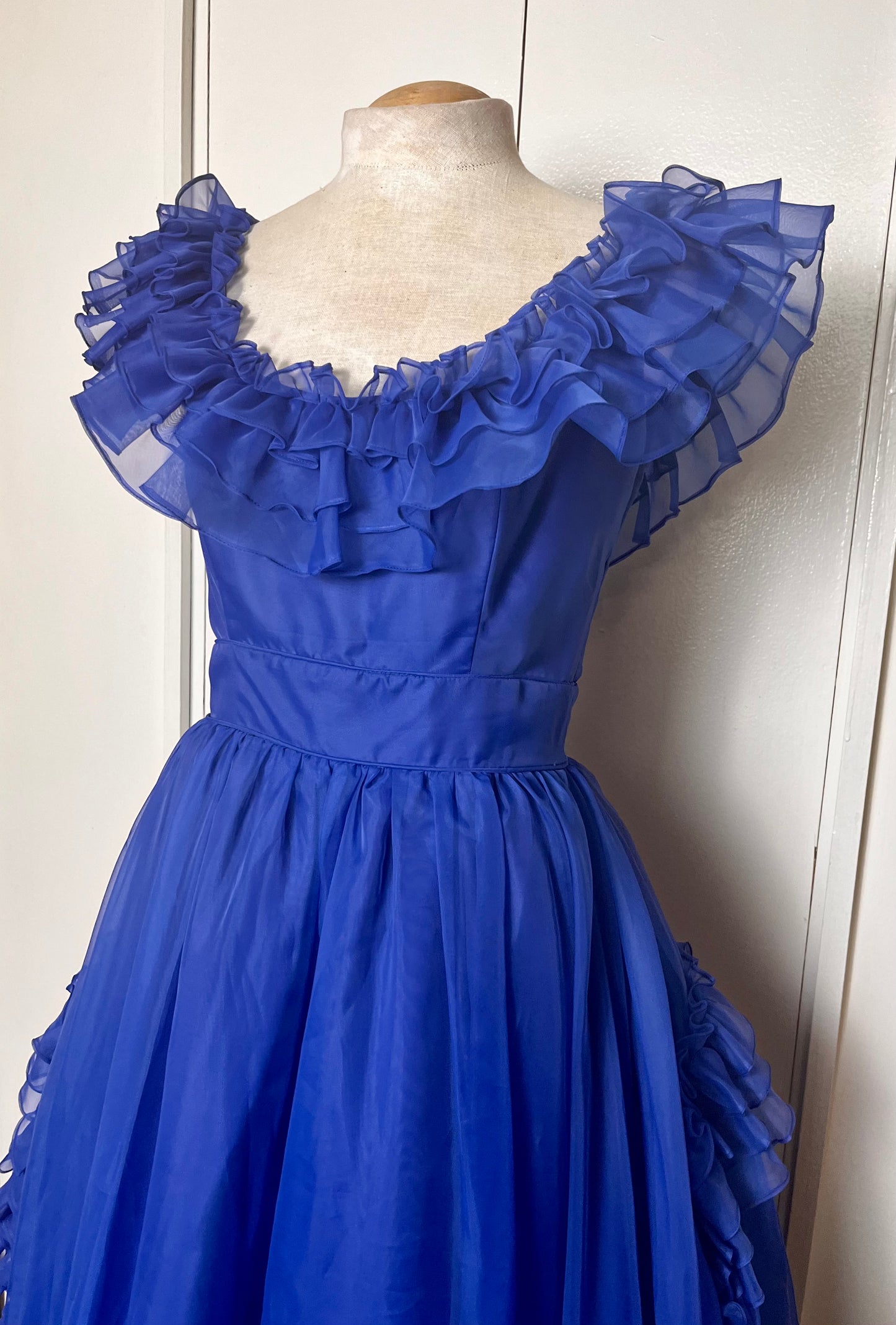 Vintage 1980's "Lorrie Deb" Blue Ruffles Gown