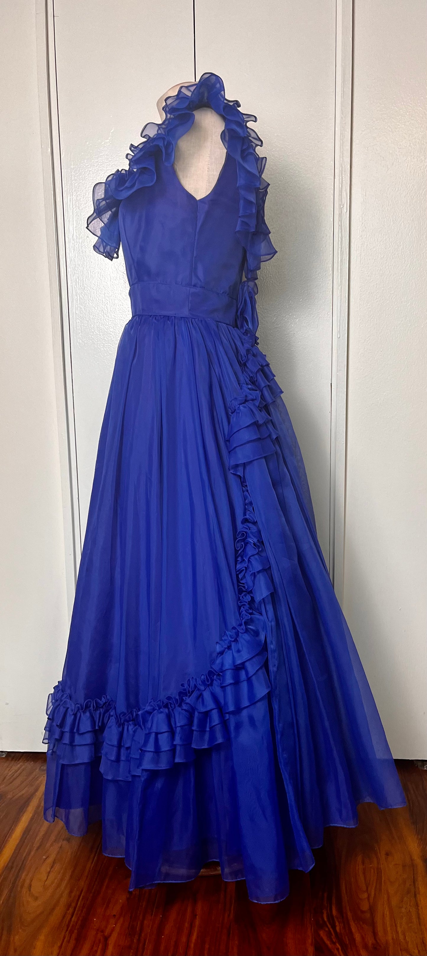 Vintage 1980's "Lorrie Deb" Blue Ruffles Gown