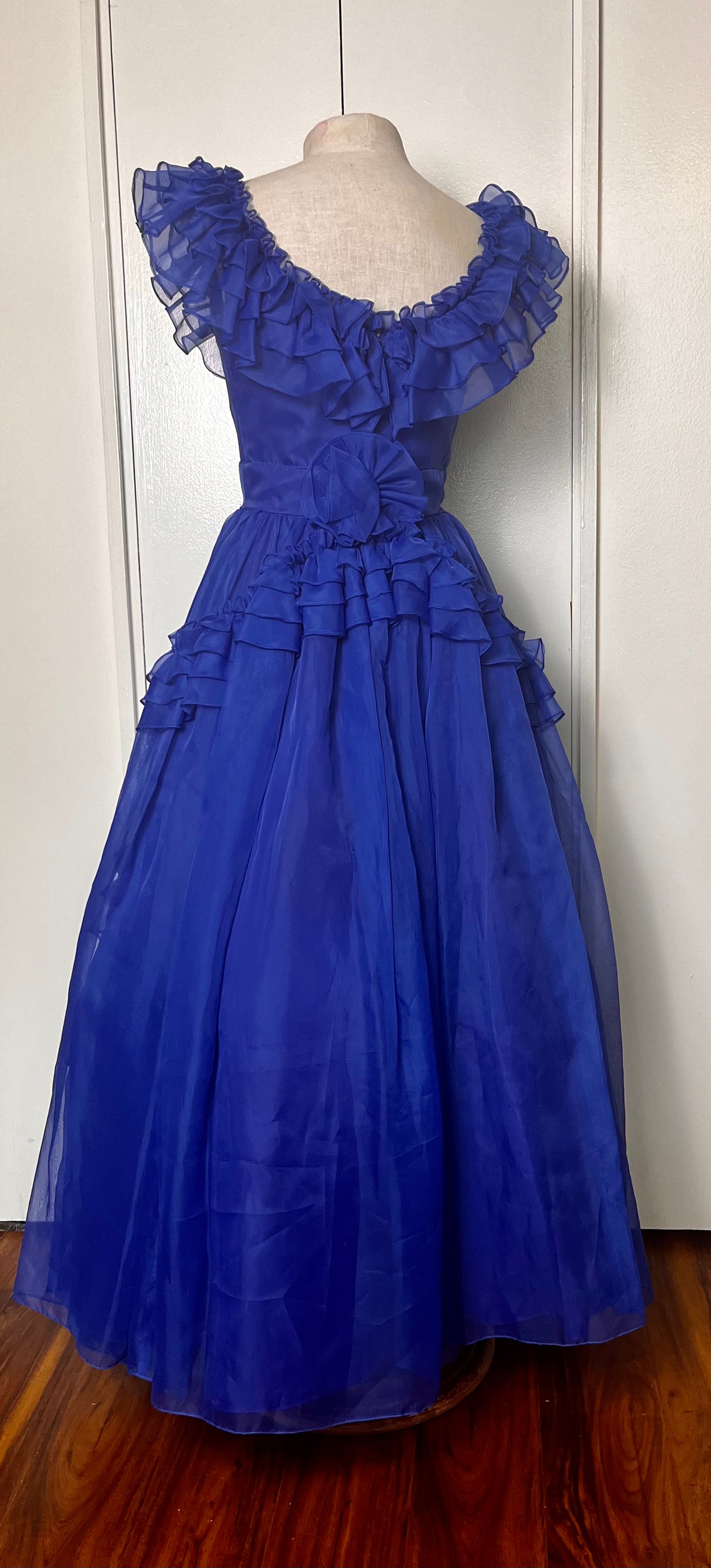 Vintage 1980's "Lorrie Deb" Blue Ruffles Gown