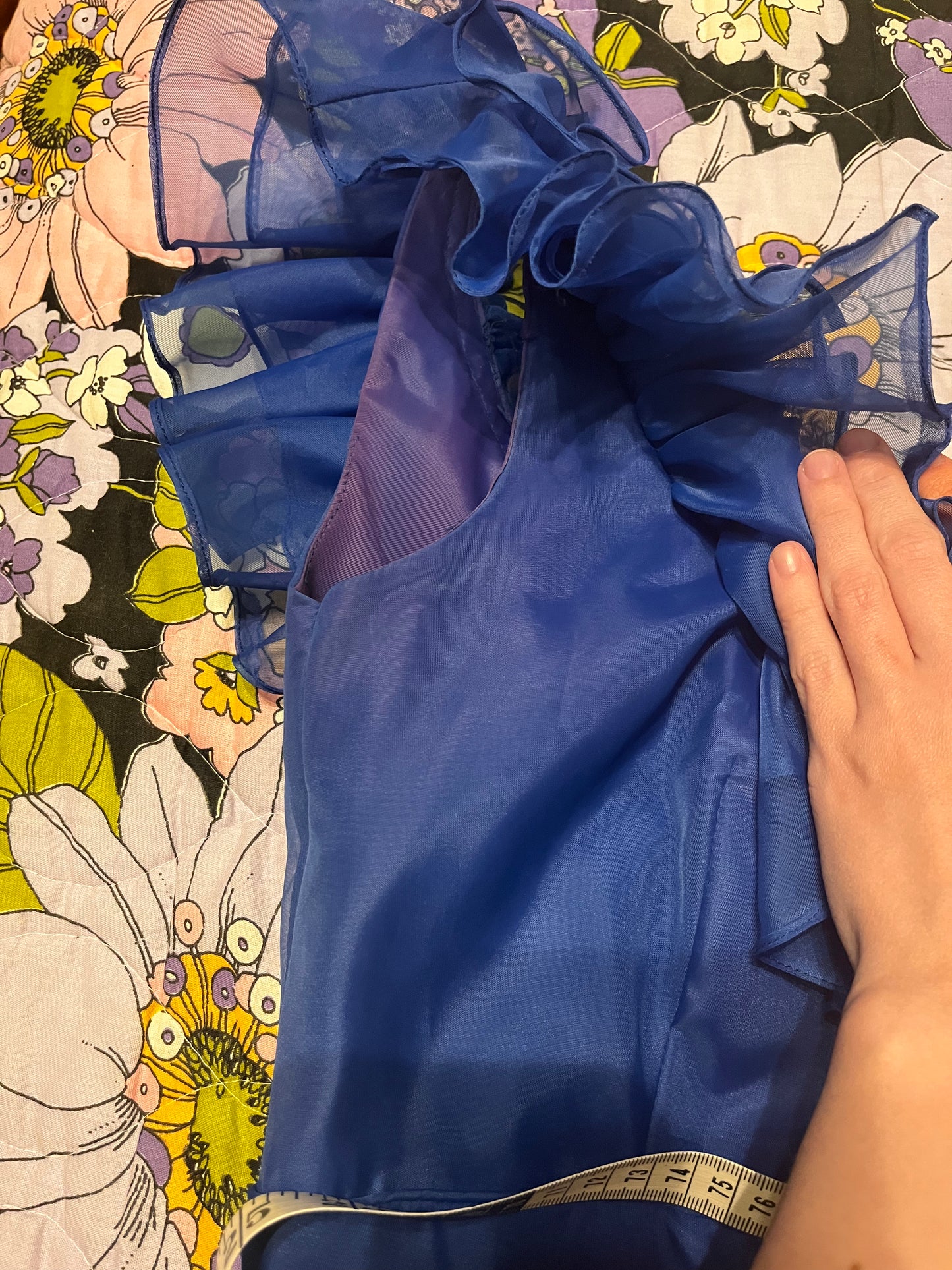 Vintage 1980's "Lorrie Deb" Blue Ruffles Gown