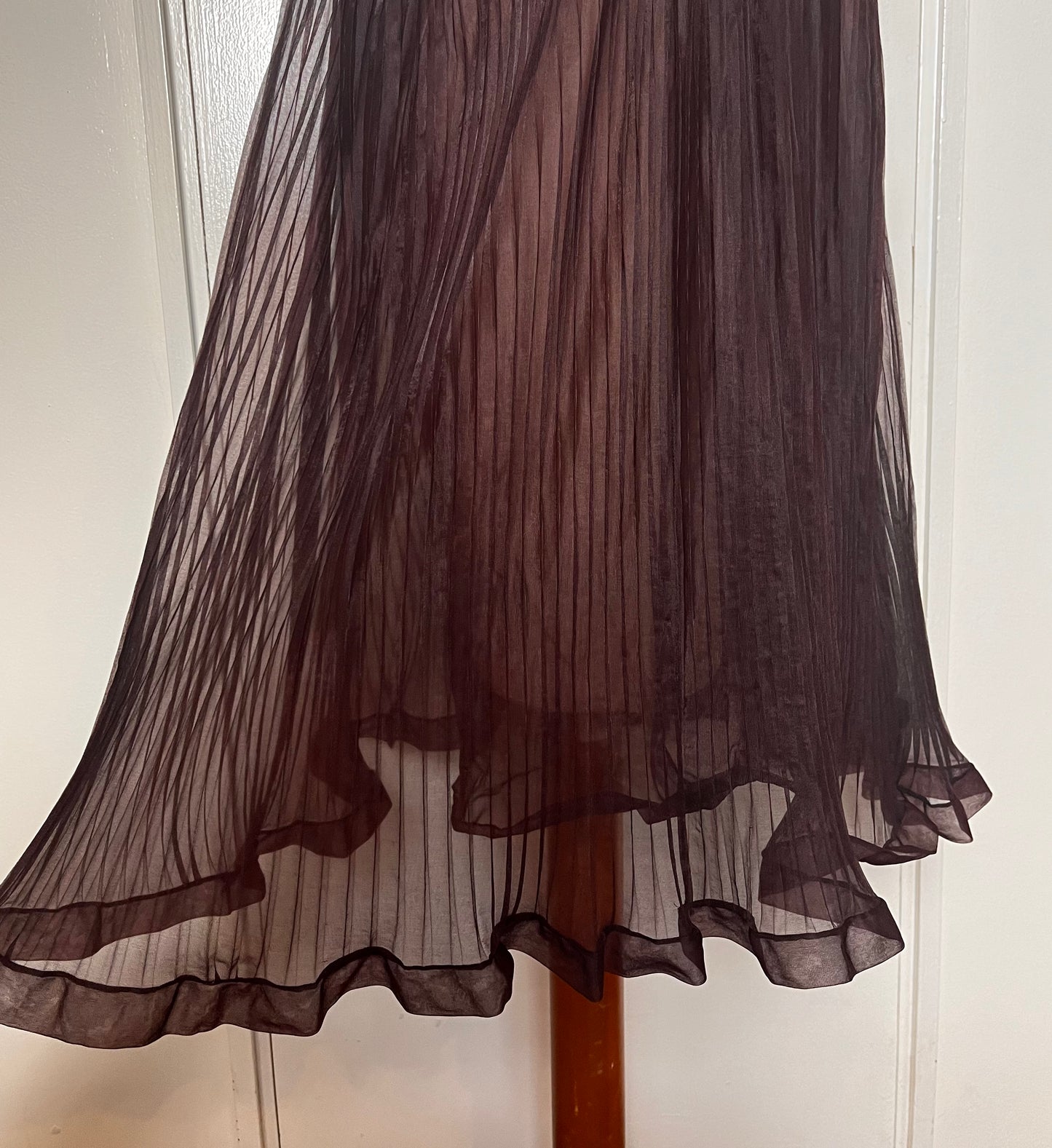 Vintage 1960's "Evette" Chocolate Brown Chiffon Lingerie Dress