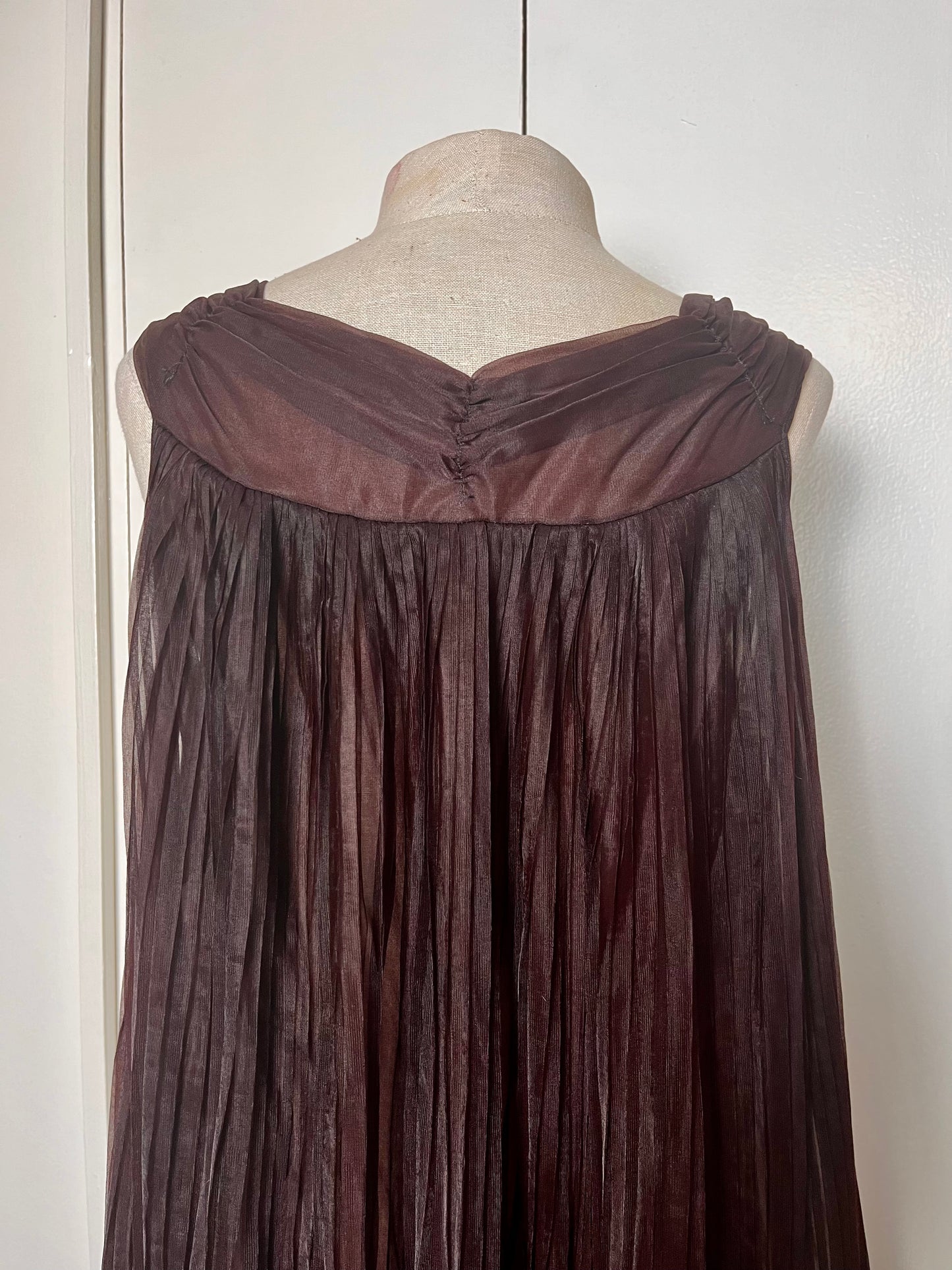Vintage 1960's "Evette" Chocolate Brown Chiffon Lingerie Dress