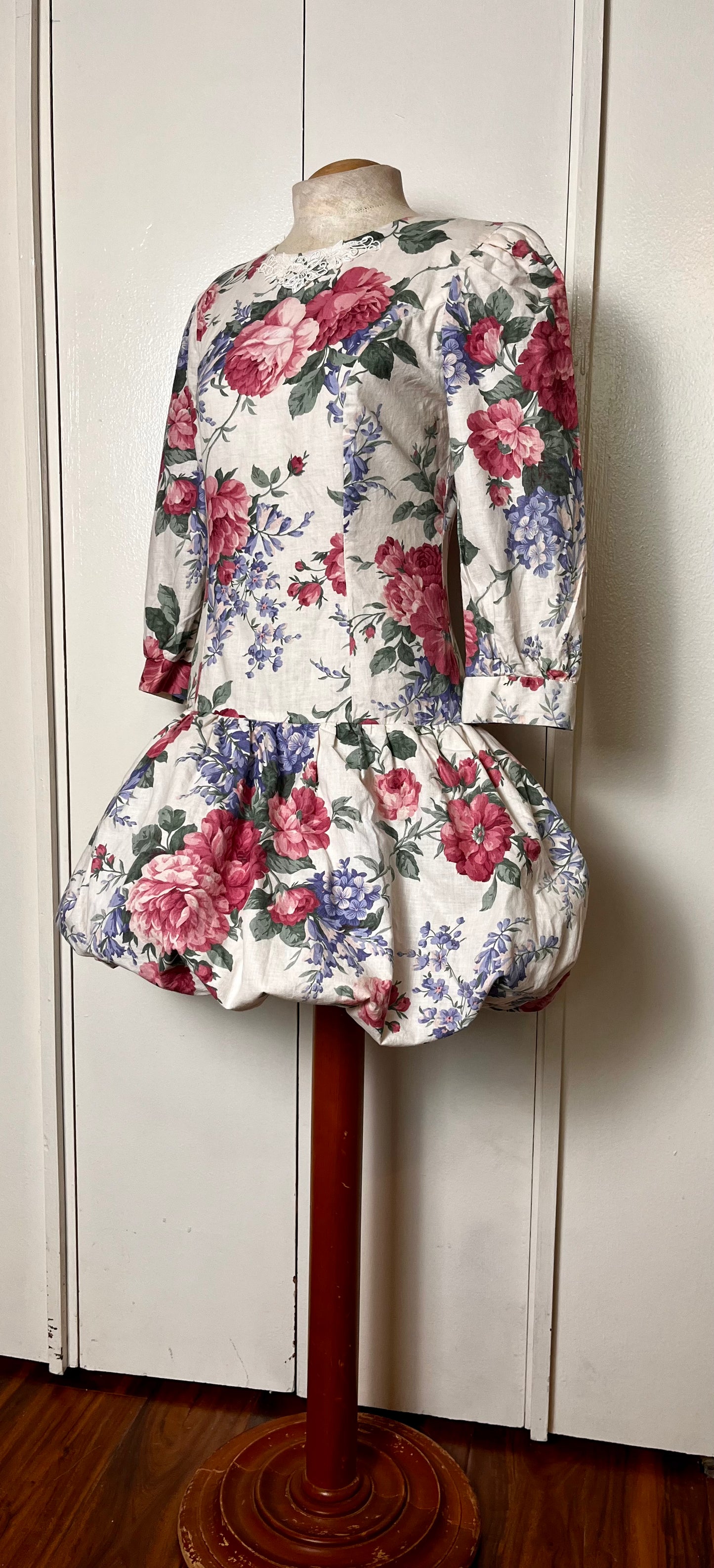 Vintage 1980's "My Michelle" Floral Bubble Hem Mini Dress