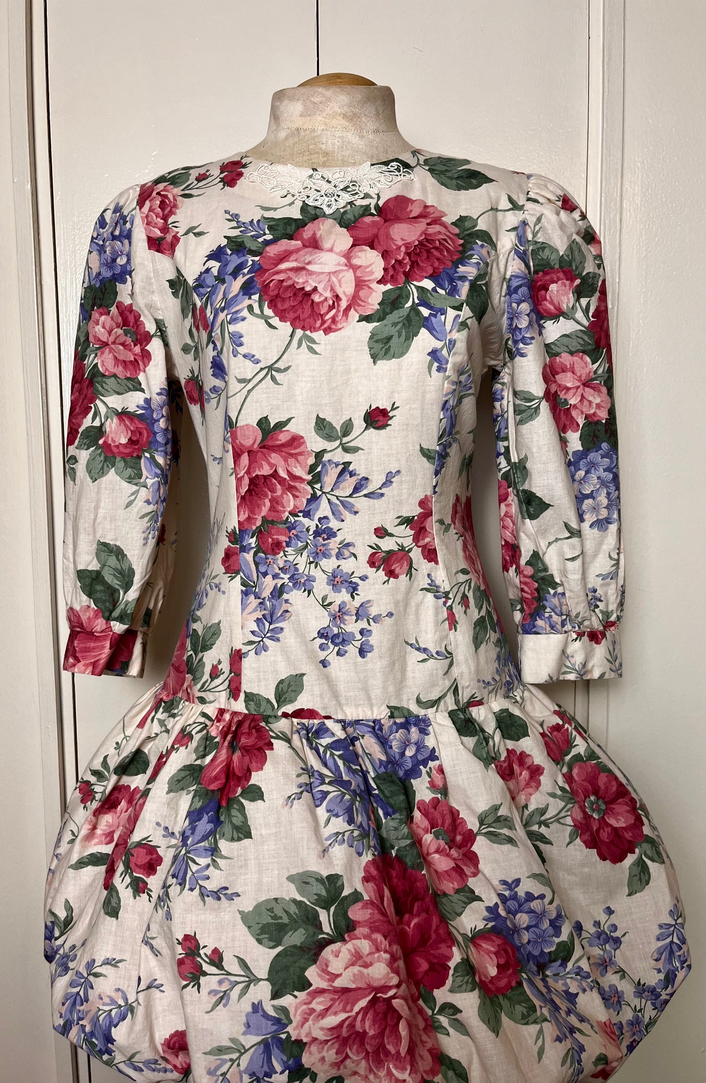 Vintage 1980's "My Michelle" Floral Bubble Hem Mini Dress