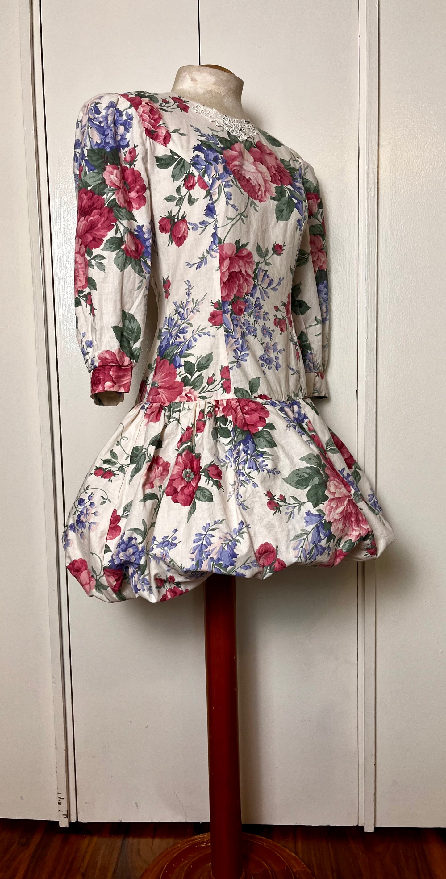 Vintage 1980's "My Michelle" Floral Bubble Hem Mini Dress