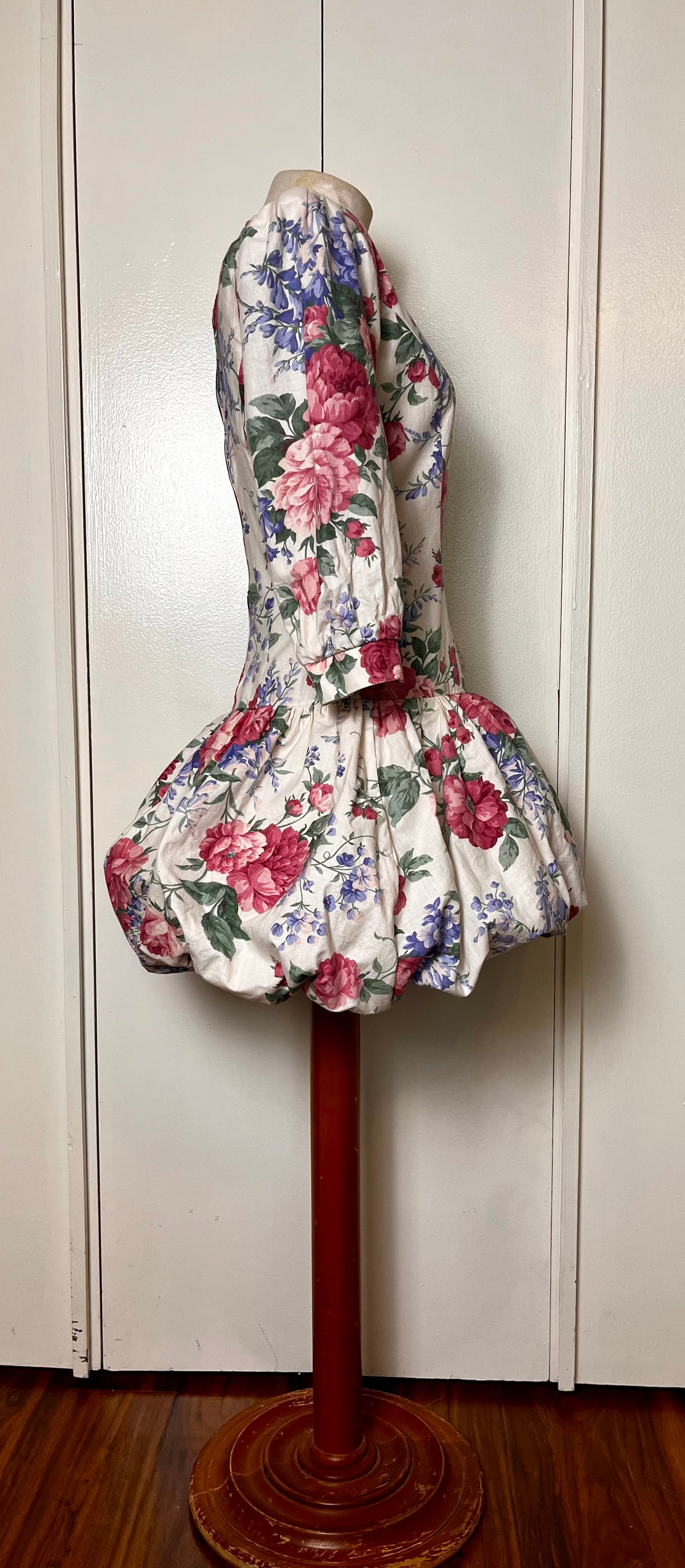 Vintage 1980's "My Michelle" Floral Bubble Hem Mini Dress