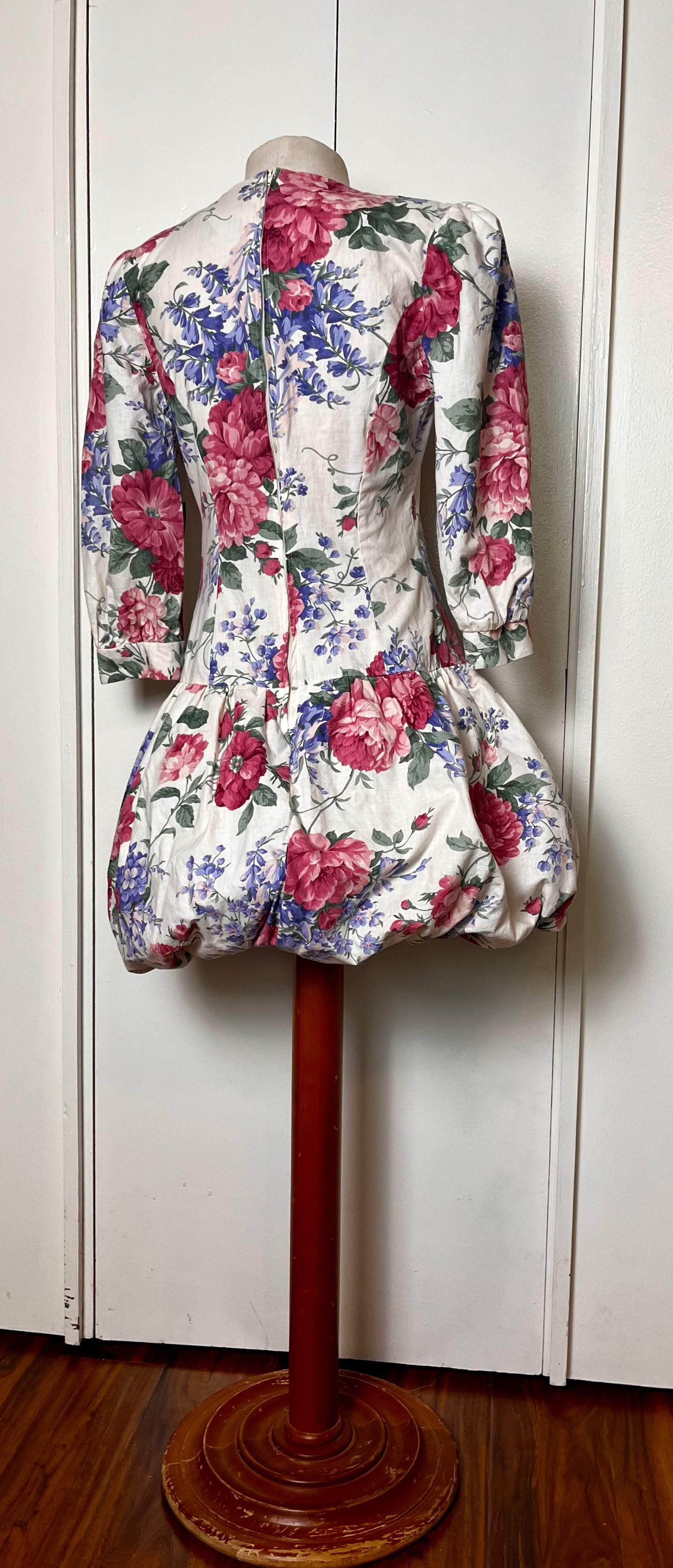 Vintage 1980's "My Michelle" Floral Bubble Hem Mini Dress