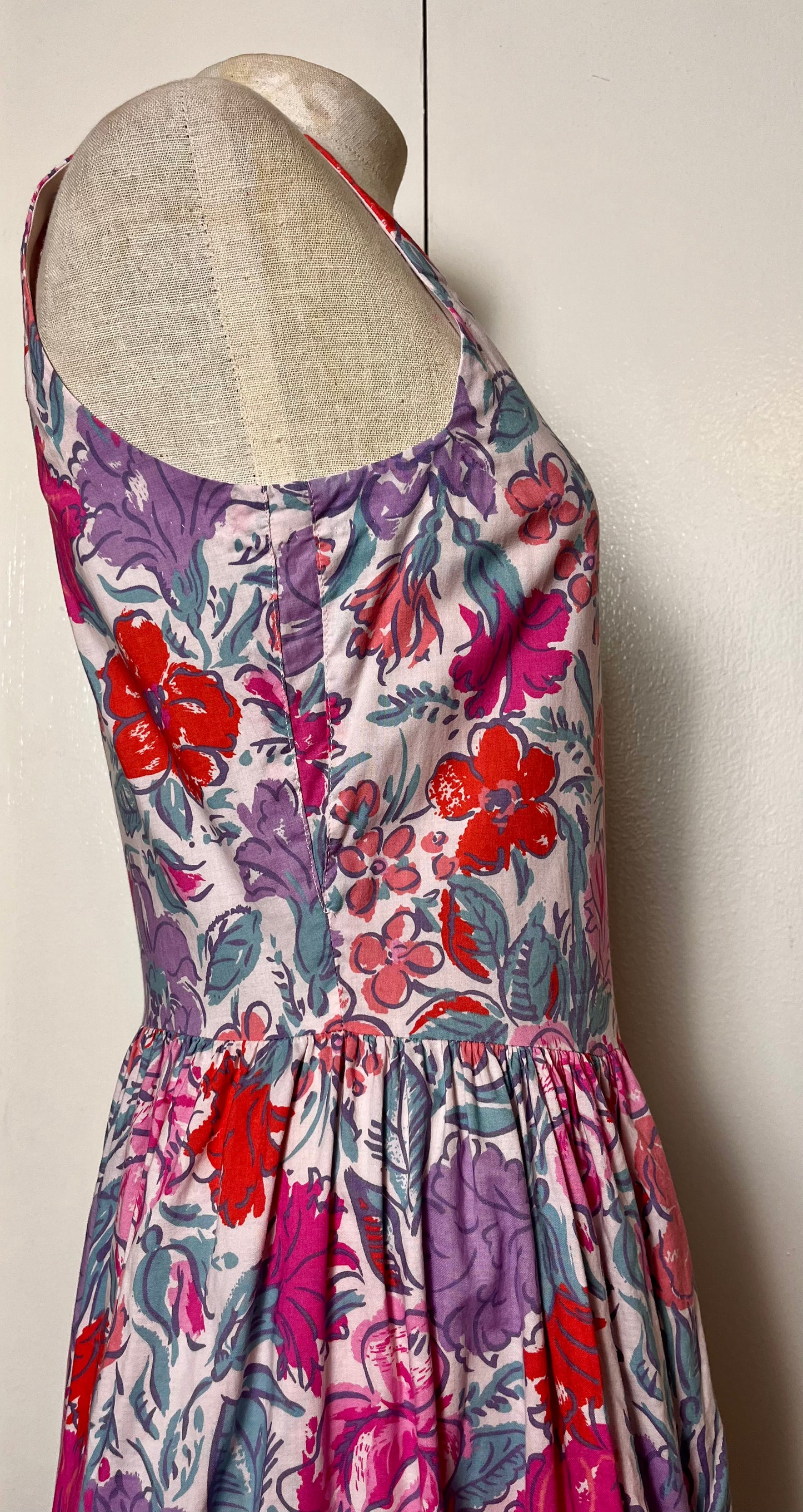 Vintage 1980's Pink Floral Day Dress (in the style of Laura Ashley)