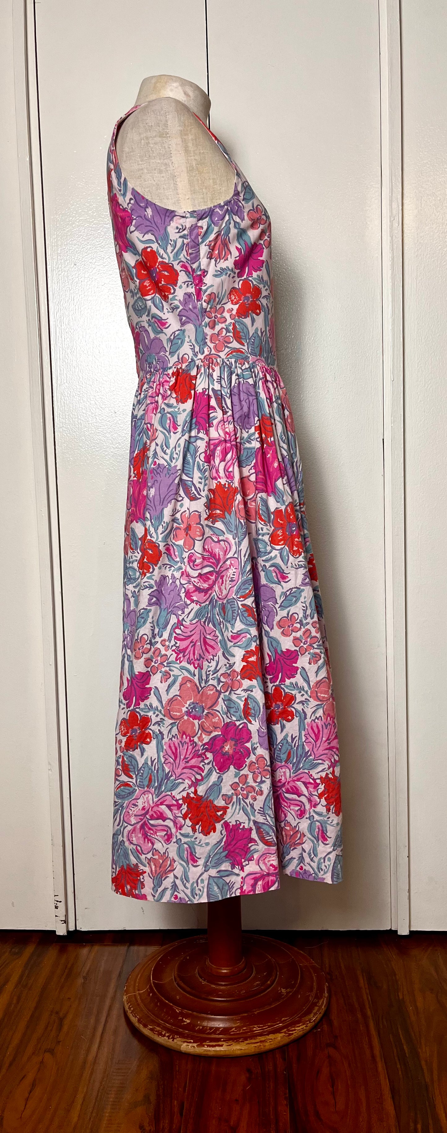 Vintage 1980's Pink Floral Day Dress (in the style of Laura Ashley)