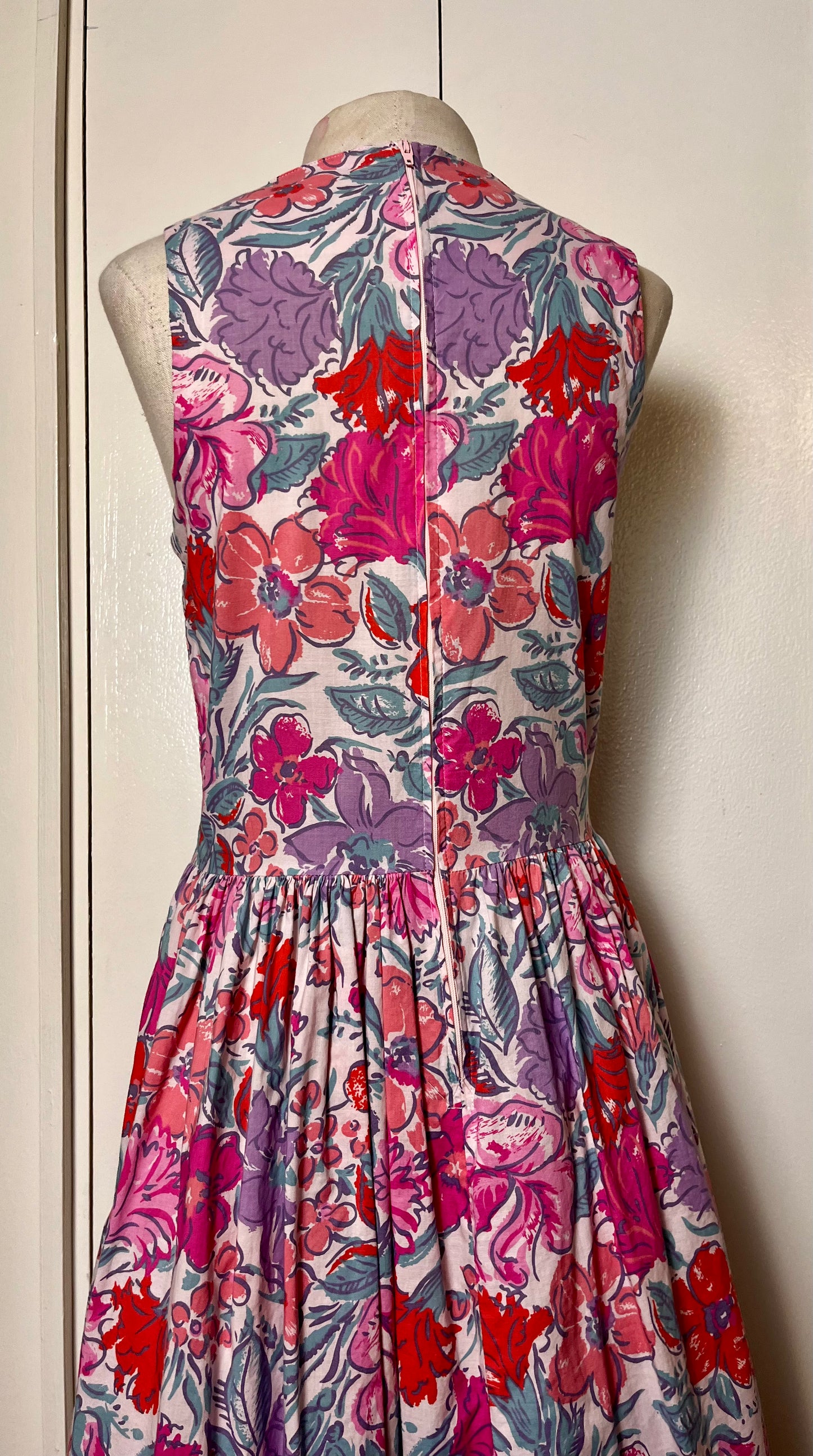 Vintage 1980's Pink Floral Day Dress (in the style of Laura Ashley)