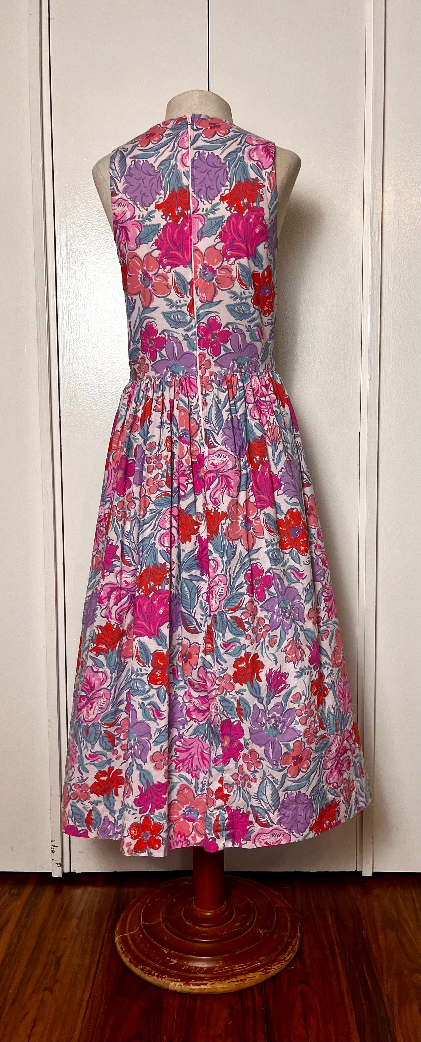 Vintage 1980's Pink Floral Day Dress (in the style of Laura Ashley)