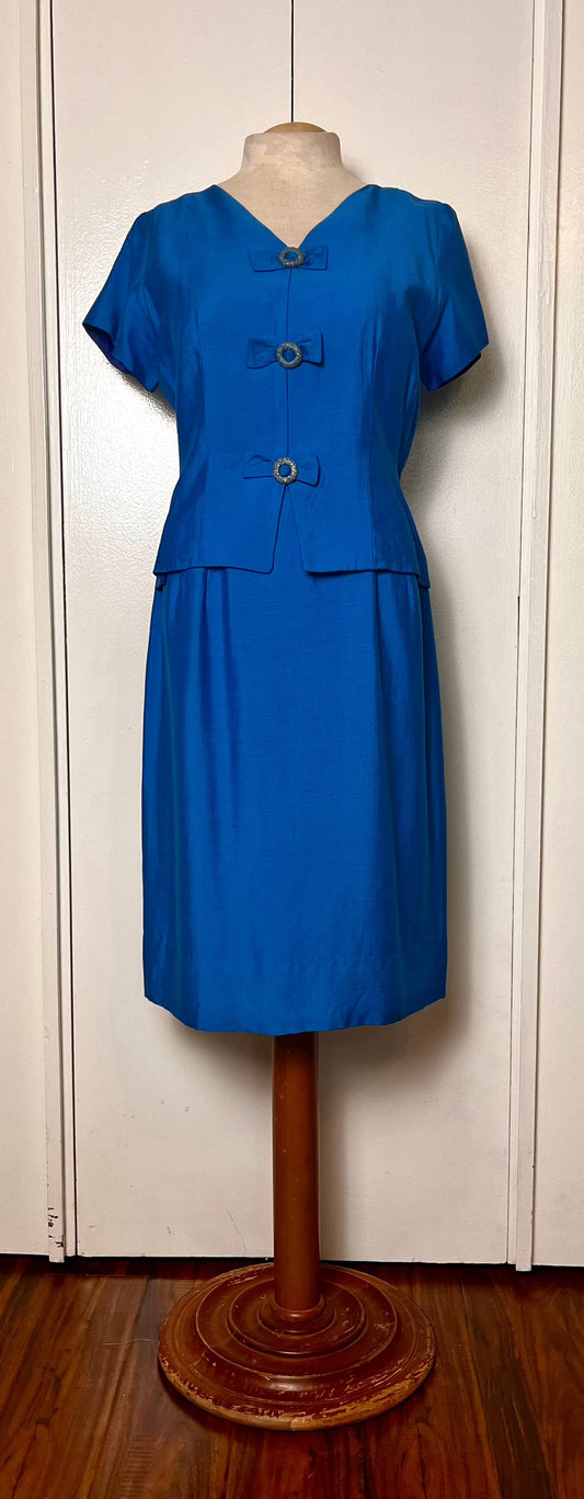 Vintage 1950's "Jule-Wyn of New York" Cerulean Blue Dress