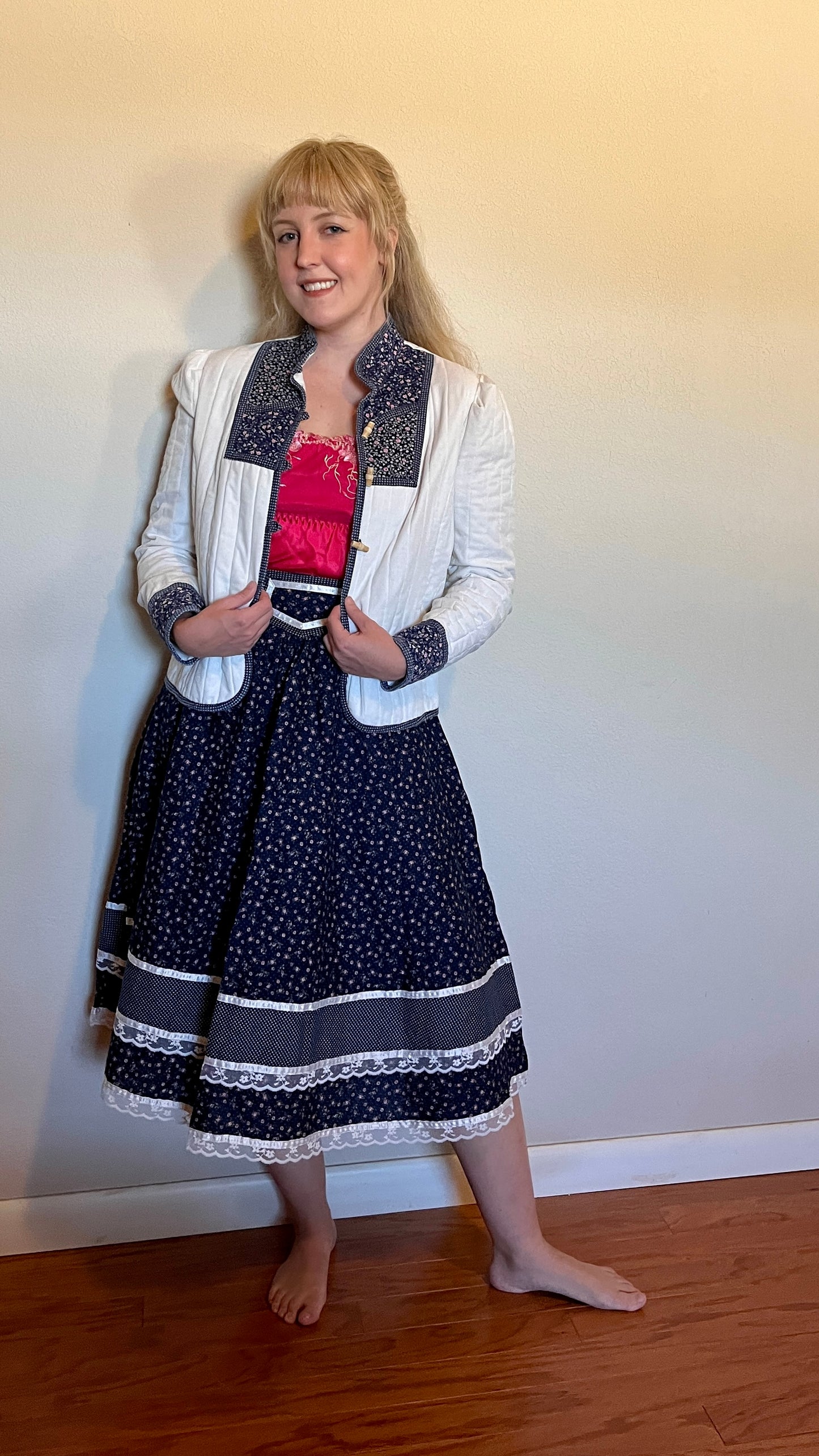 Vintage 1970’s "Gunne Sax by Jessica McClintock" White and Blue Calico Jacket