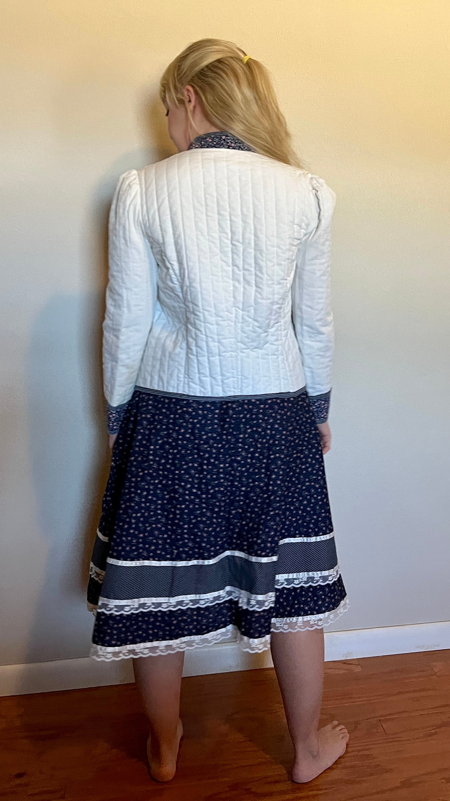 Vintage 1970’s "Gunne Sax by Jessica McClintock" White and Blue Calico Jacket