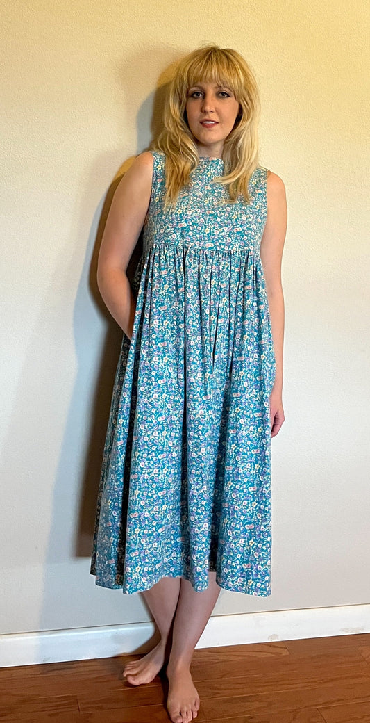 Vintage 1990's "Laura Ashley" Turquoise Floral Tent Dress