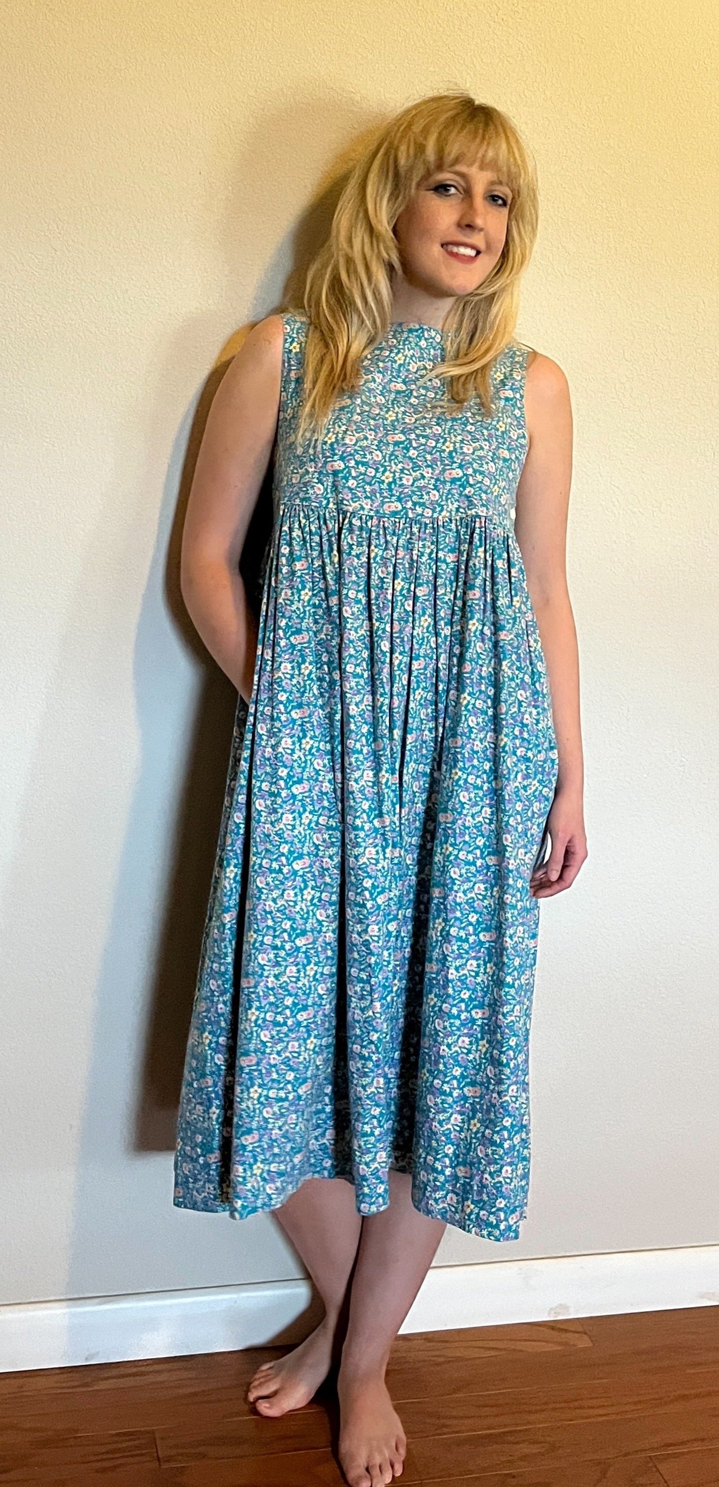 Vintage 1990's "Laura Ashley" Turquoise Floral Tent Dress