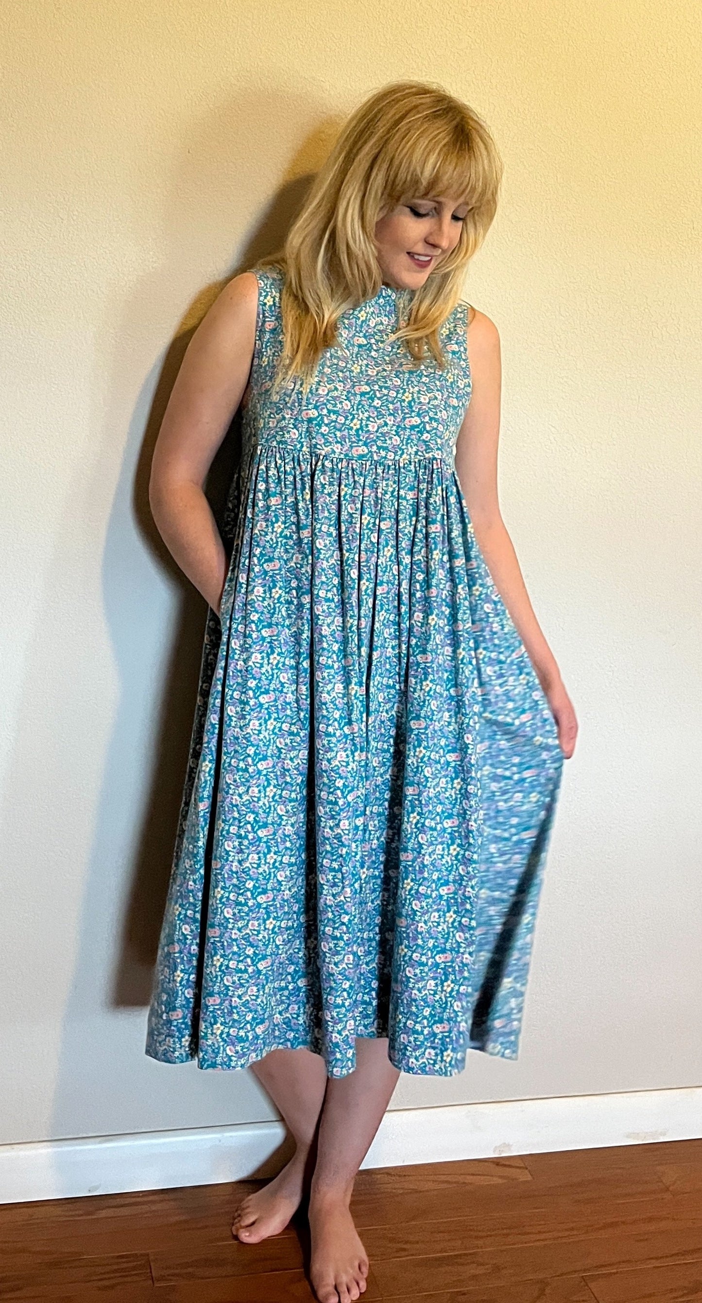 Vintage 1990's "Laura Ashley" Turquoise Floral Tent Dress