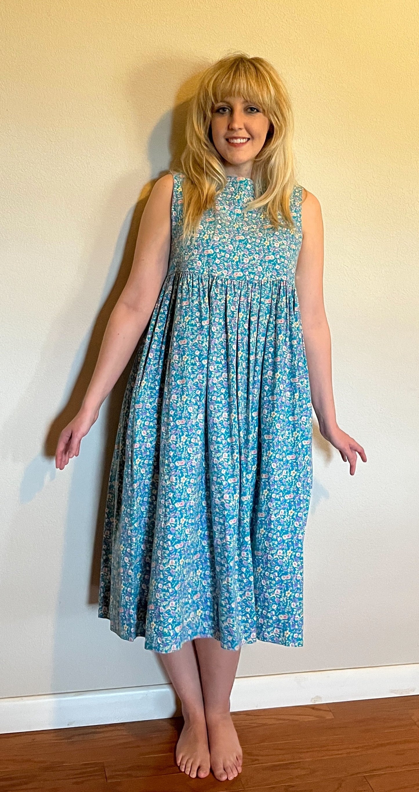 Vintage 1990's "Laura Ashley" Turquoise Floral Tent Dress