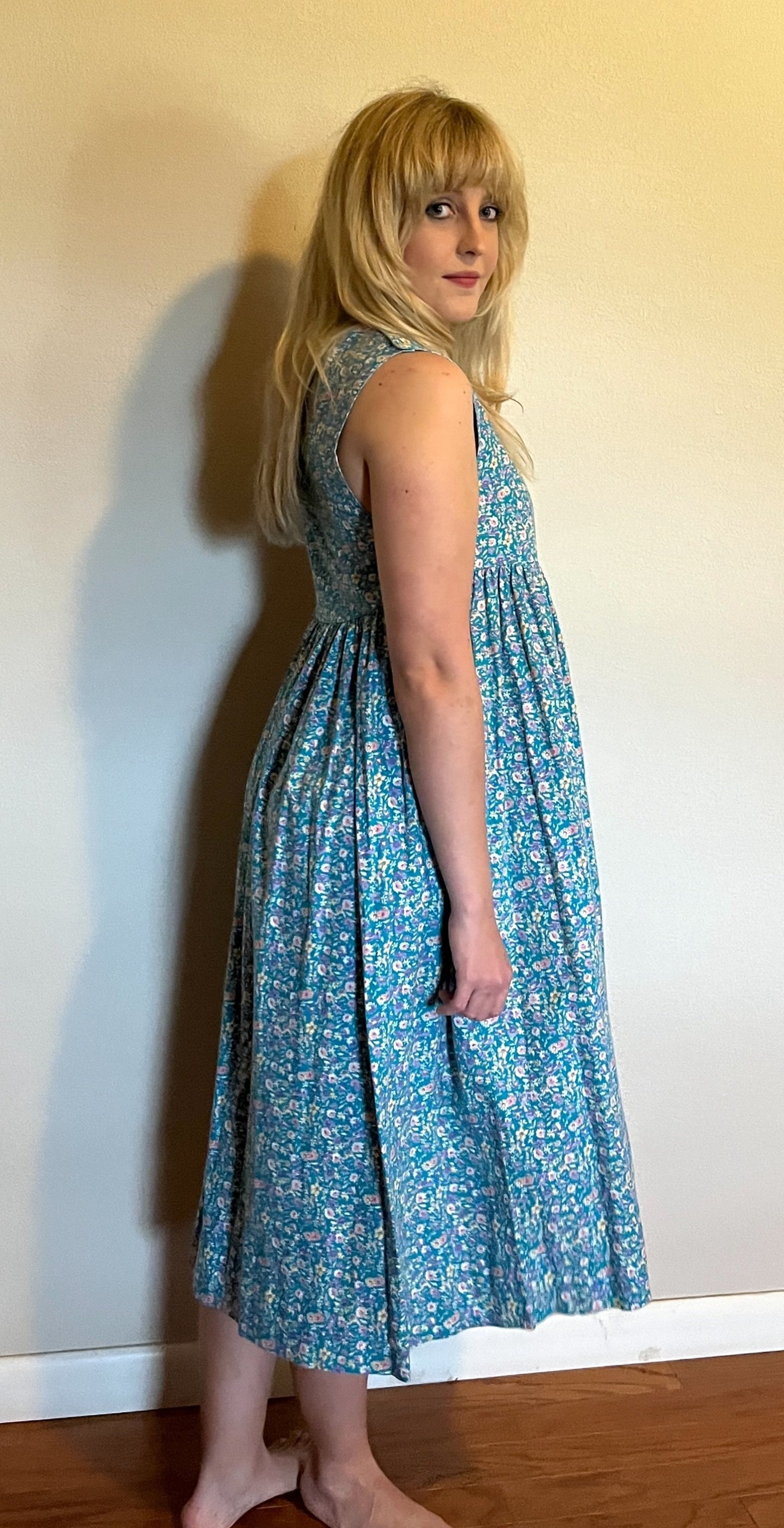 Vintage 1990's "Laura Ashley" Turquoise Floral Tent Dress