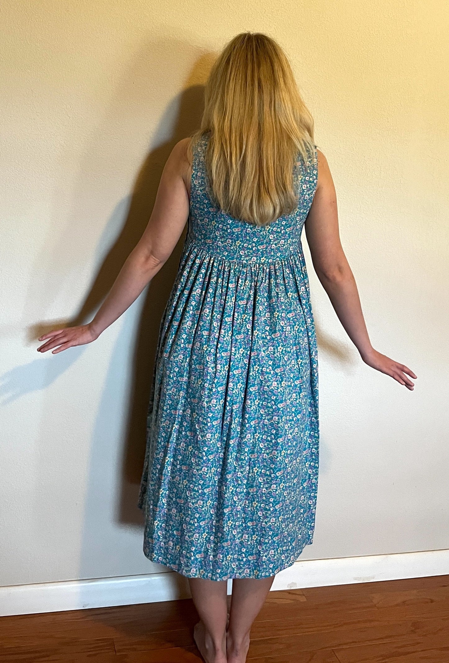 Vintage 1990's "Laura Ashley" Turquoise Floral Tent Dress