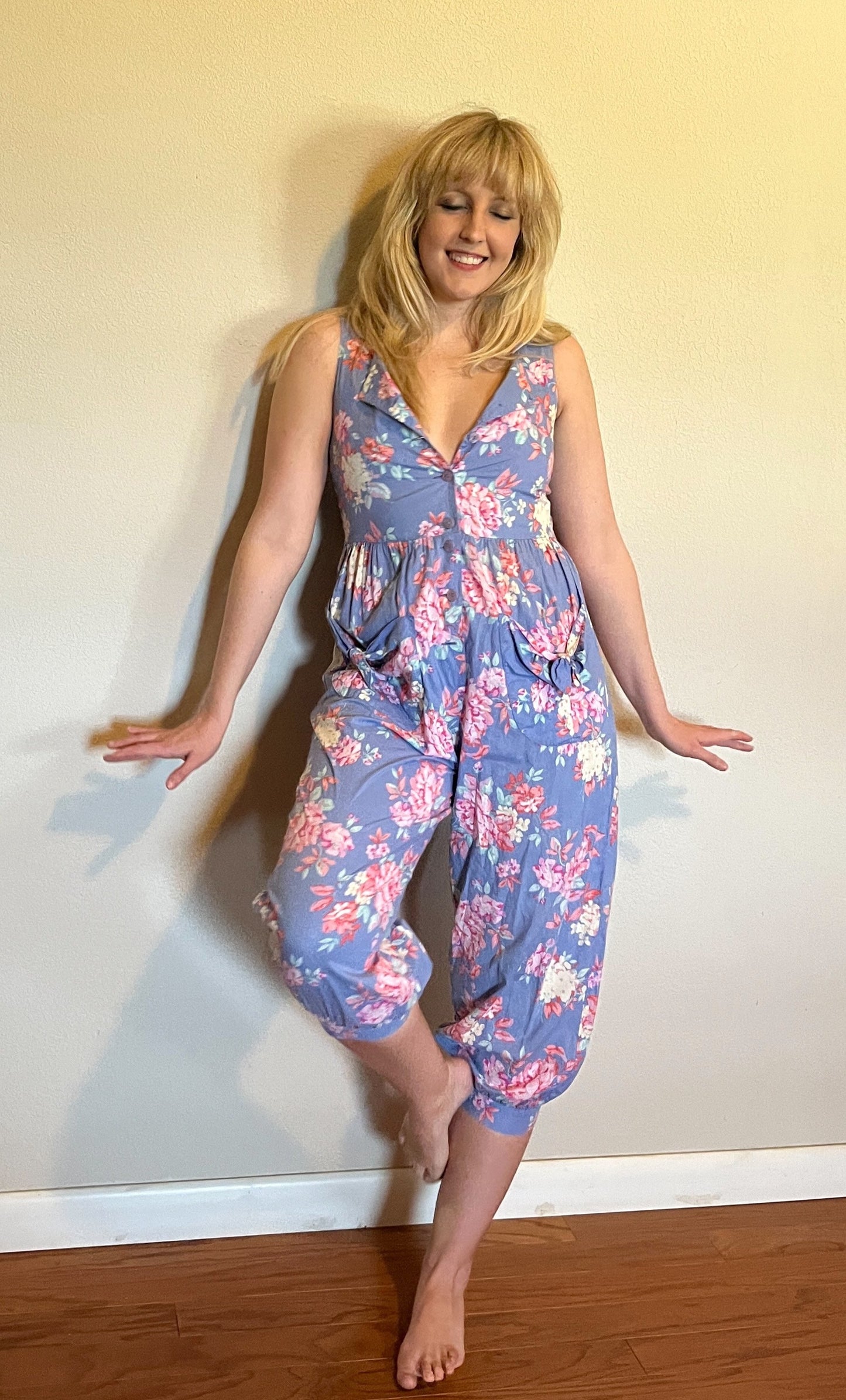 Vintage 1990's "Laura Ashley" Purple & Pink Floral Romper