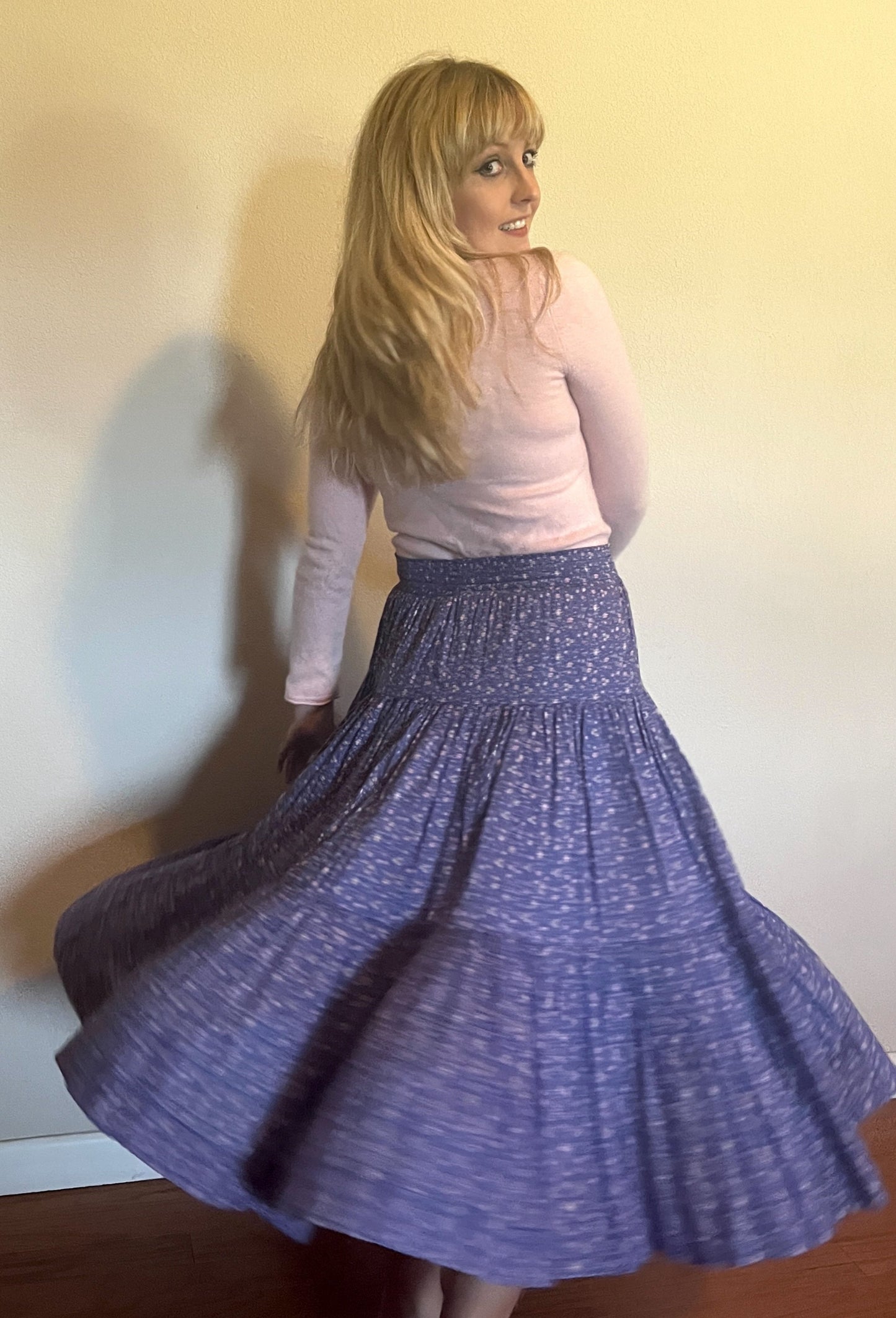 Vintage 1990's "Laura Ashley" Purple Floral Tiered Skirt